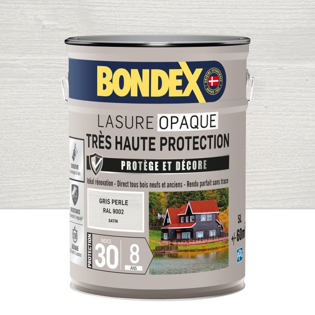 Lasure opaque très haute protection 8 ans gris perle 5 L - BONDEX