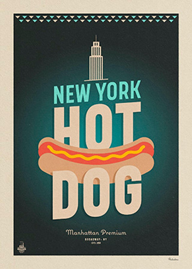 Impression sans cadre Misteratomic Hot Dog, bleu nuit l.60 x H.80 cm