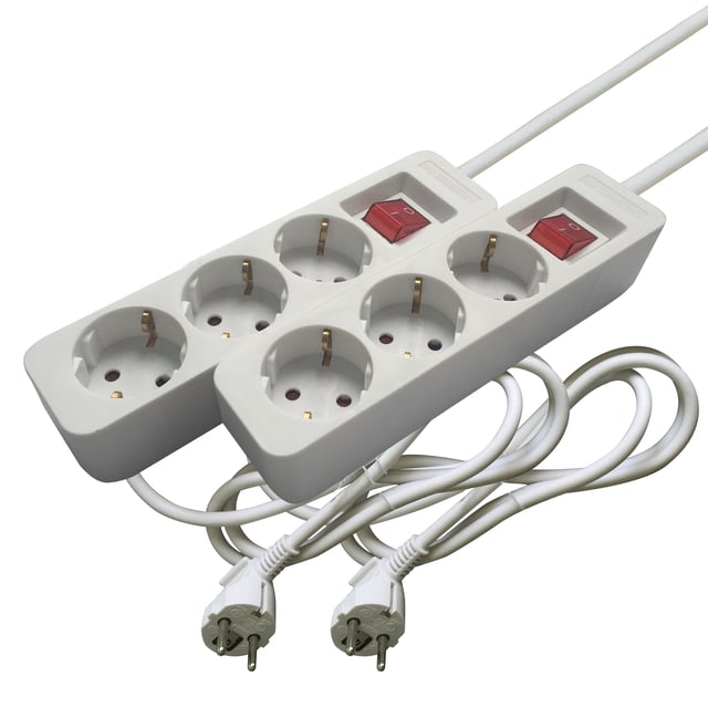 2 Extensões 3 tomadas com interruptor 1.5m branco Lexman