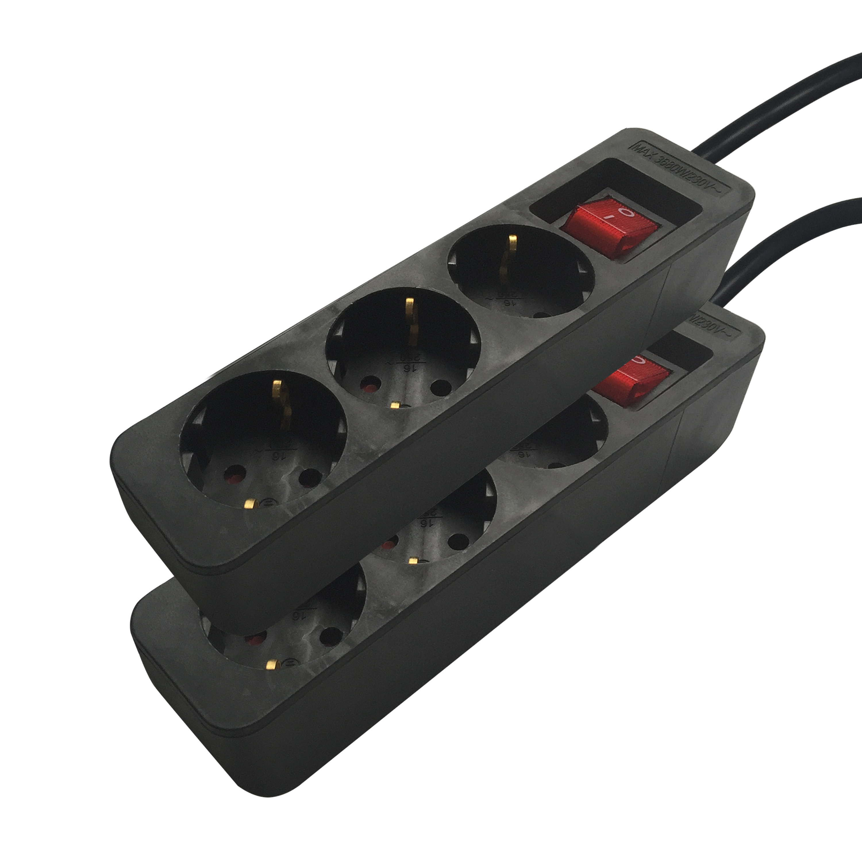 2 Extensões 3 tomadas com interruptor 1.5m preto Lexman - 5