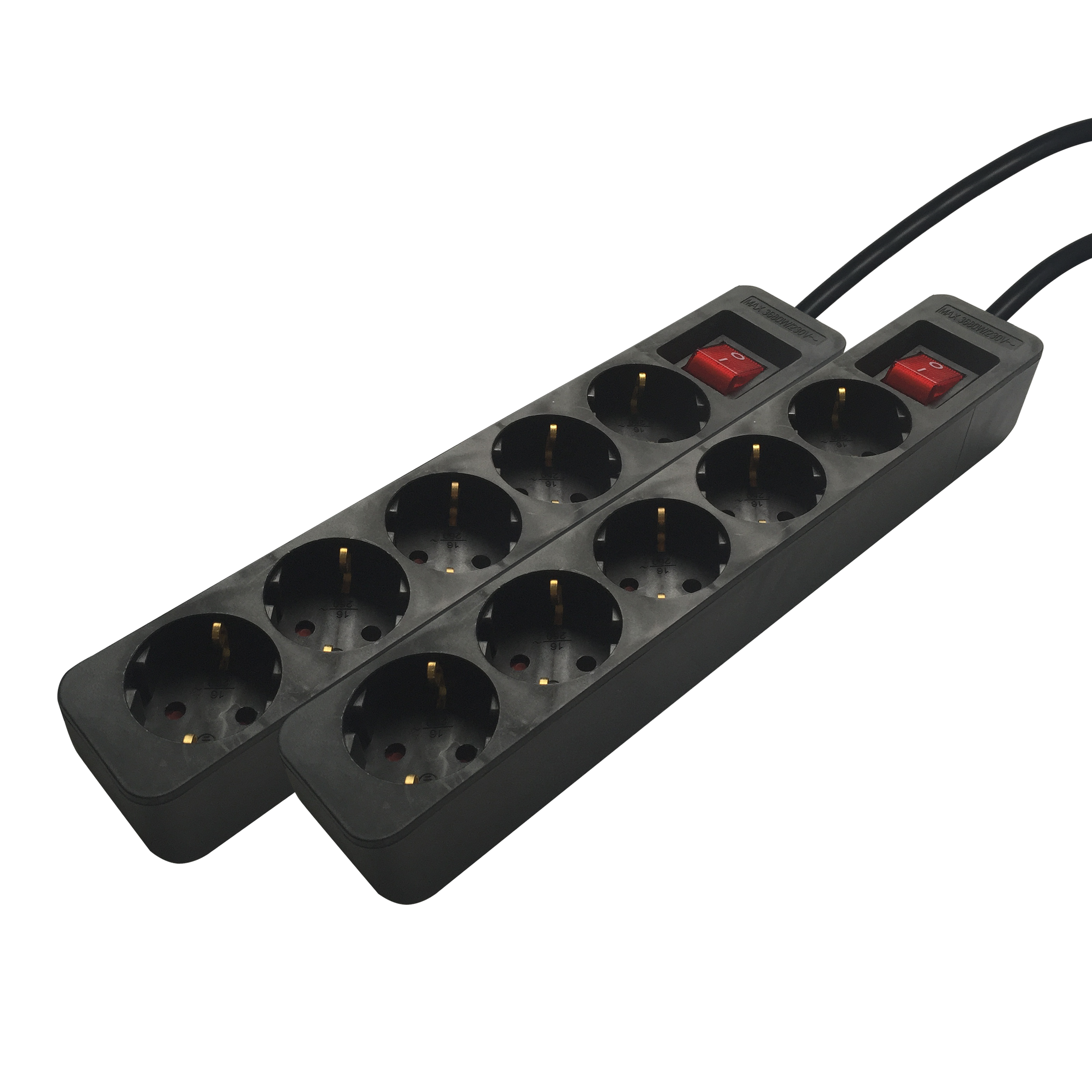 2 Extensões 5 tomadas com interruptor 1.5m preto Lexman - 2