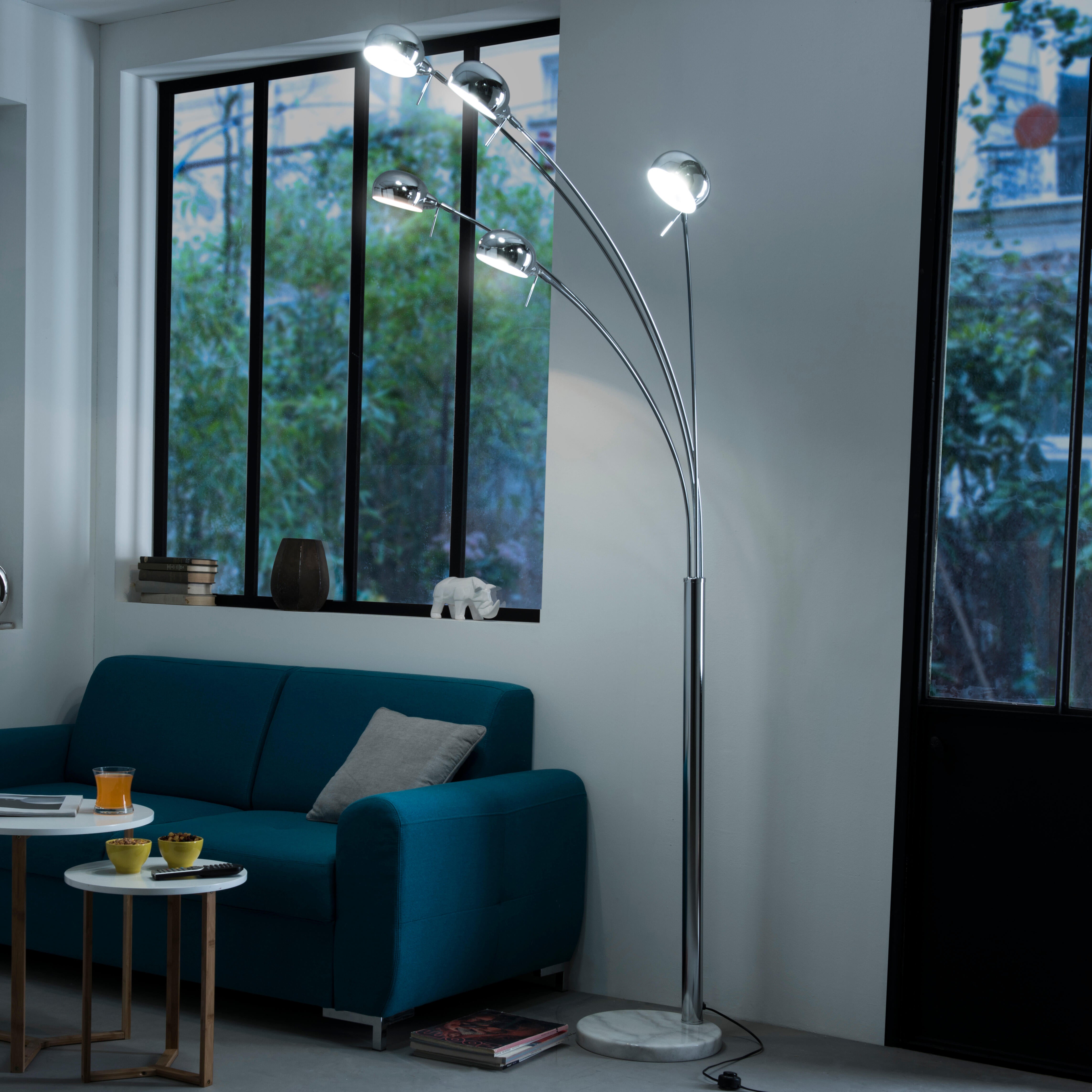 Lampadaire Kimi, acier, argent,  H.228 cm INSPIRE, E14 - 4