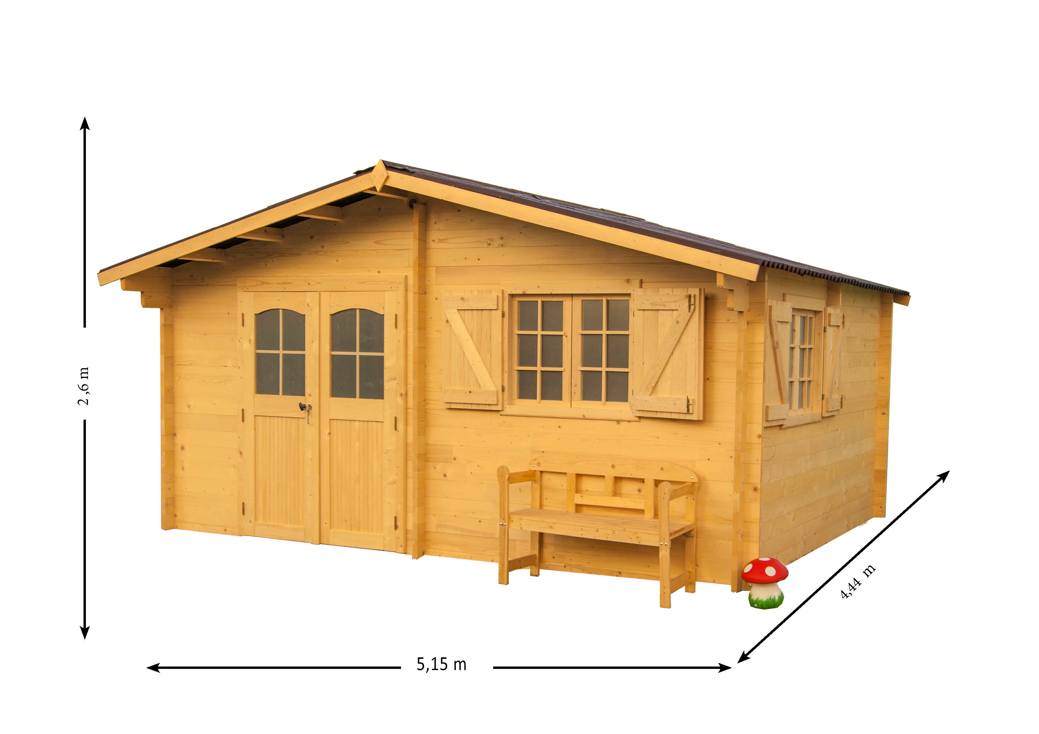Abri de jardin bois HABRITA Nan 5040.02 n Ep.42 mm, 20 m² - 3