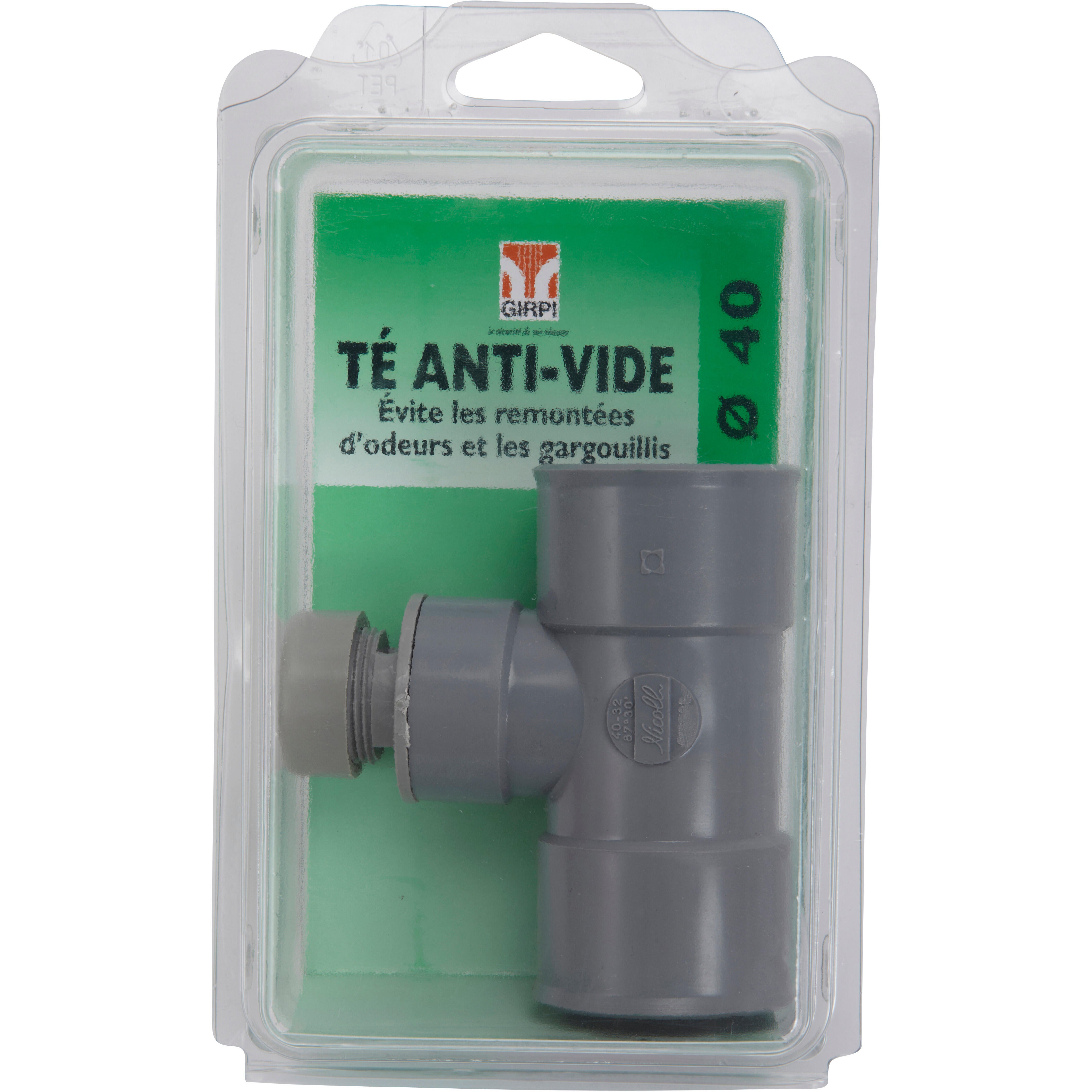 Té antivide en pvc à coller, femelle / femelle, D.40 - 2