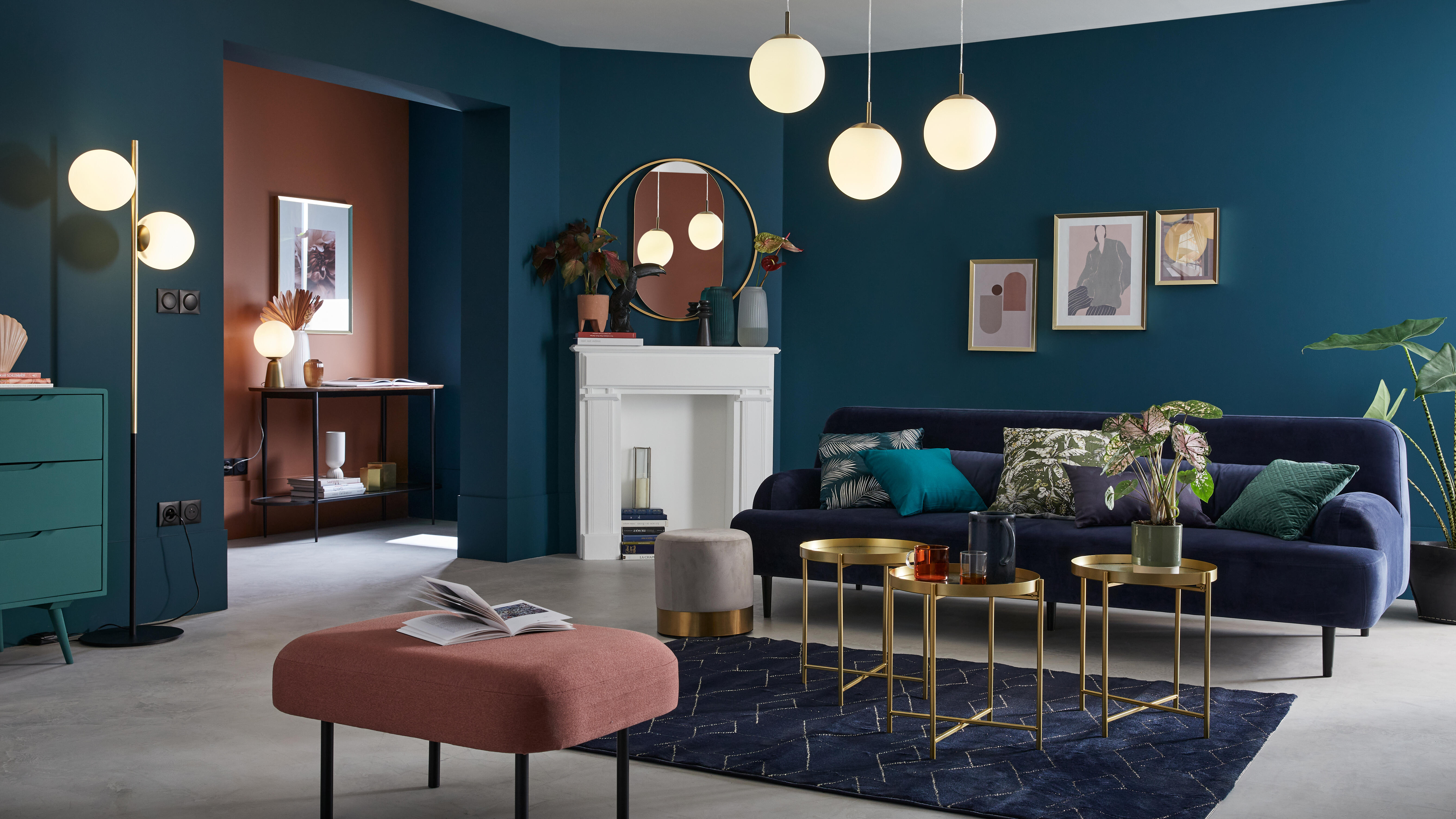 Lampe Grant, acier, opale, H.41 cm, E14 - 2