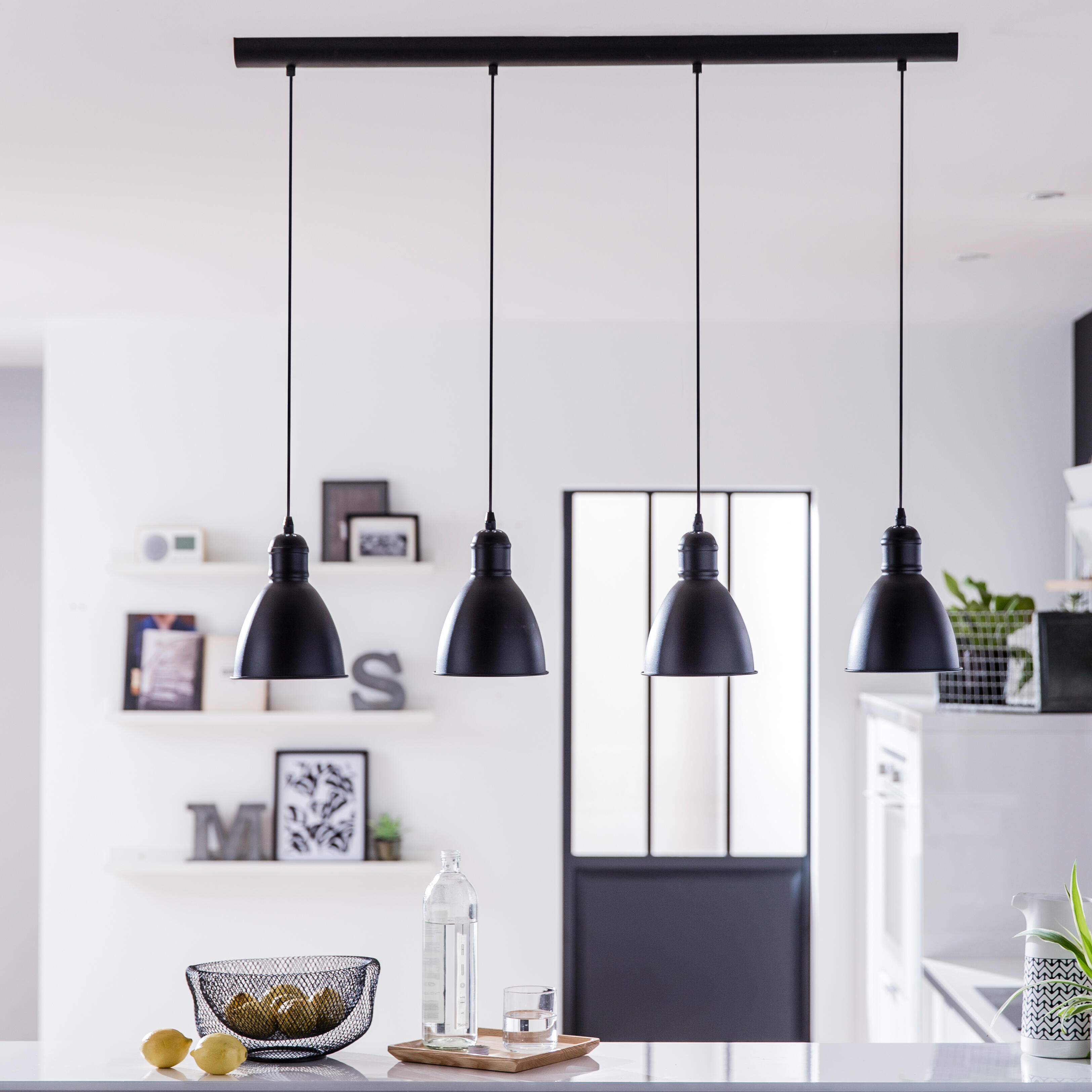 Suspension Priddy acier, noir, l.155 cm, E27 - 2