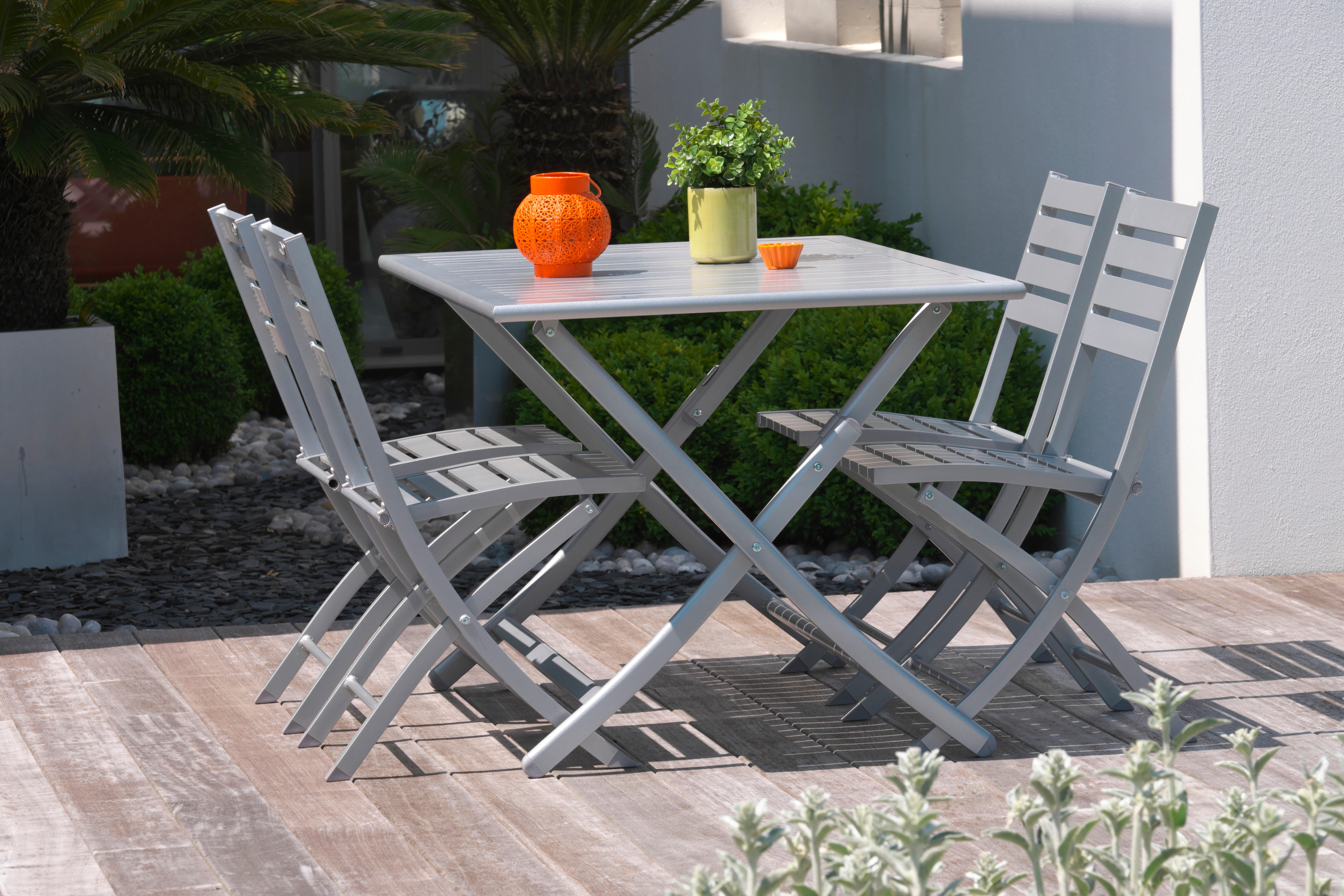 Table de jardin pliante Marius rectangulaire gris métal 4/6 pers - CITY GARDEN - 5