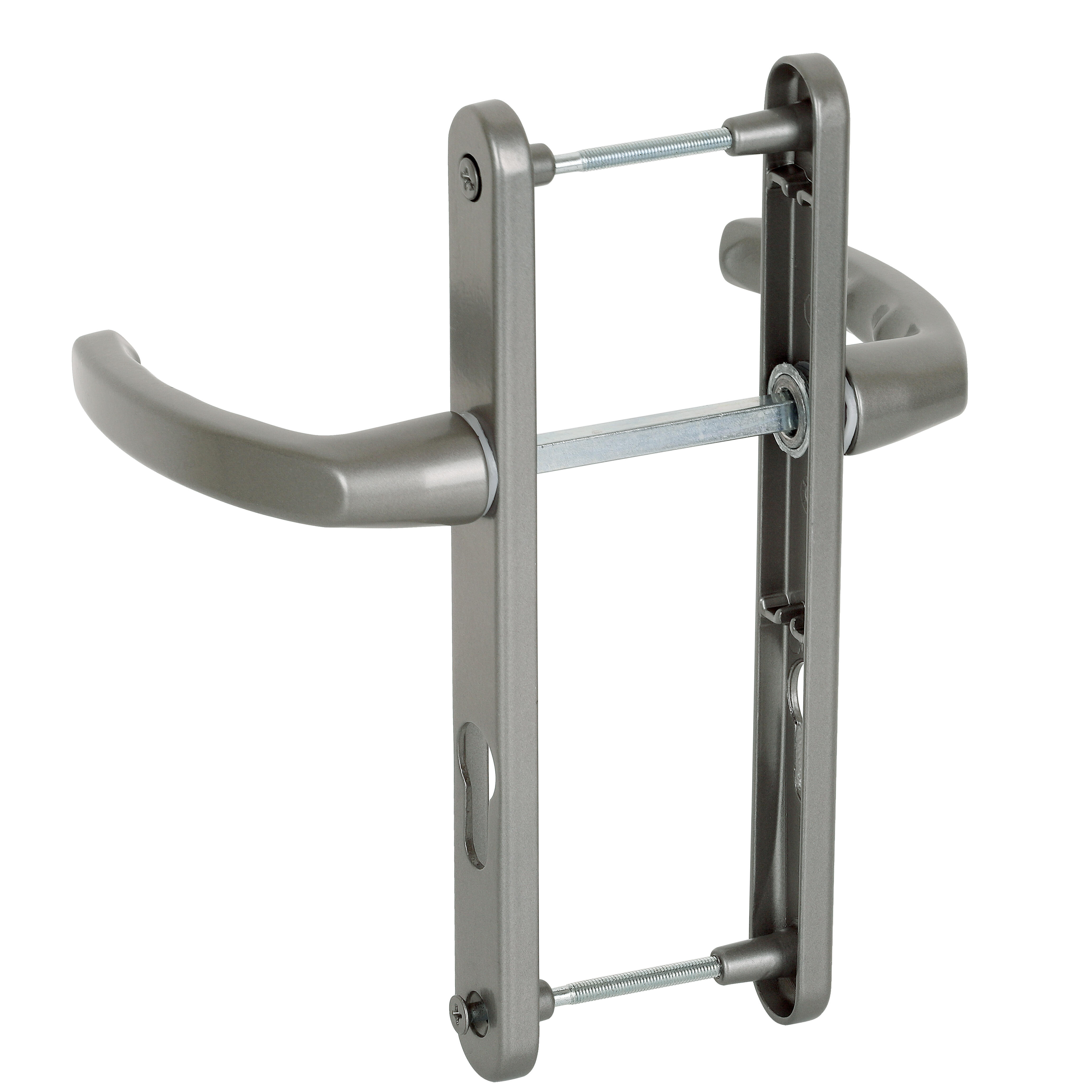 Poignée de porte sur plaque grise entraxe 195 mm Clé en I BEVERLY x2 - 4