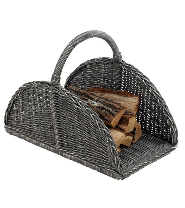 Panier à bûches gris DIXNEUF Jonka l.64 x H.48 cm