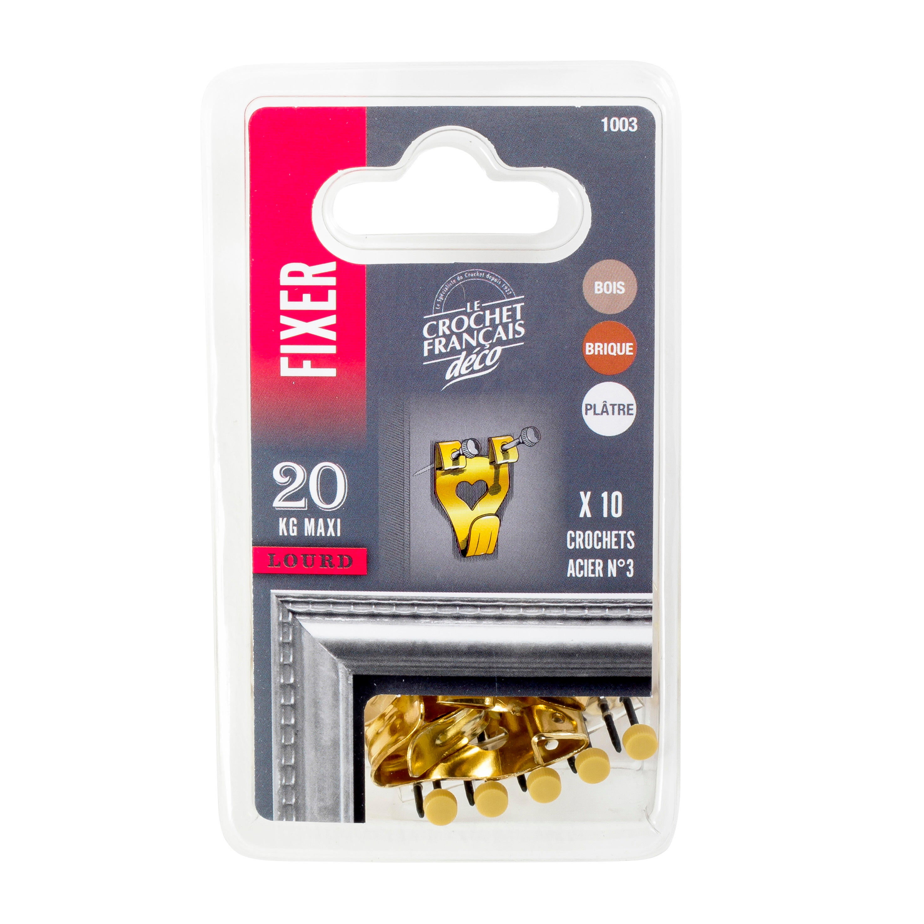 Lot de 10 crochets + aiguilles pour tableaux et cadres lourds LE CROCHET FRANCAI - 2