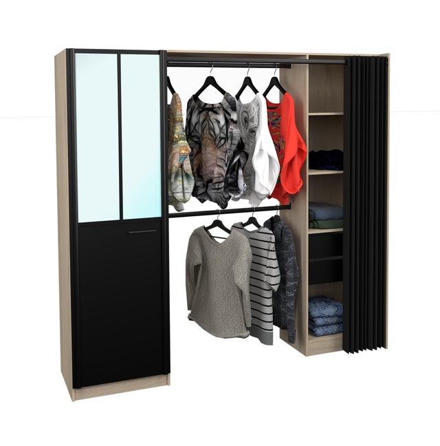 Kit dressing avec rideau CORIDO blanc H.203 x l.176 x P.48cm