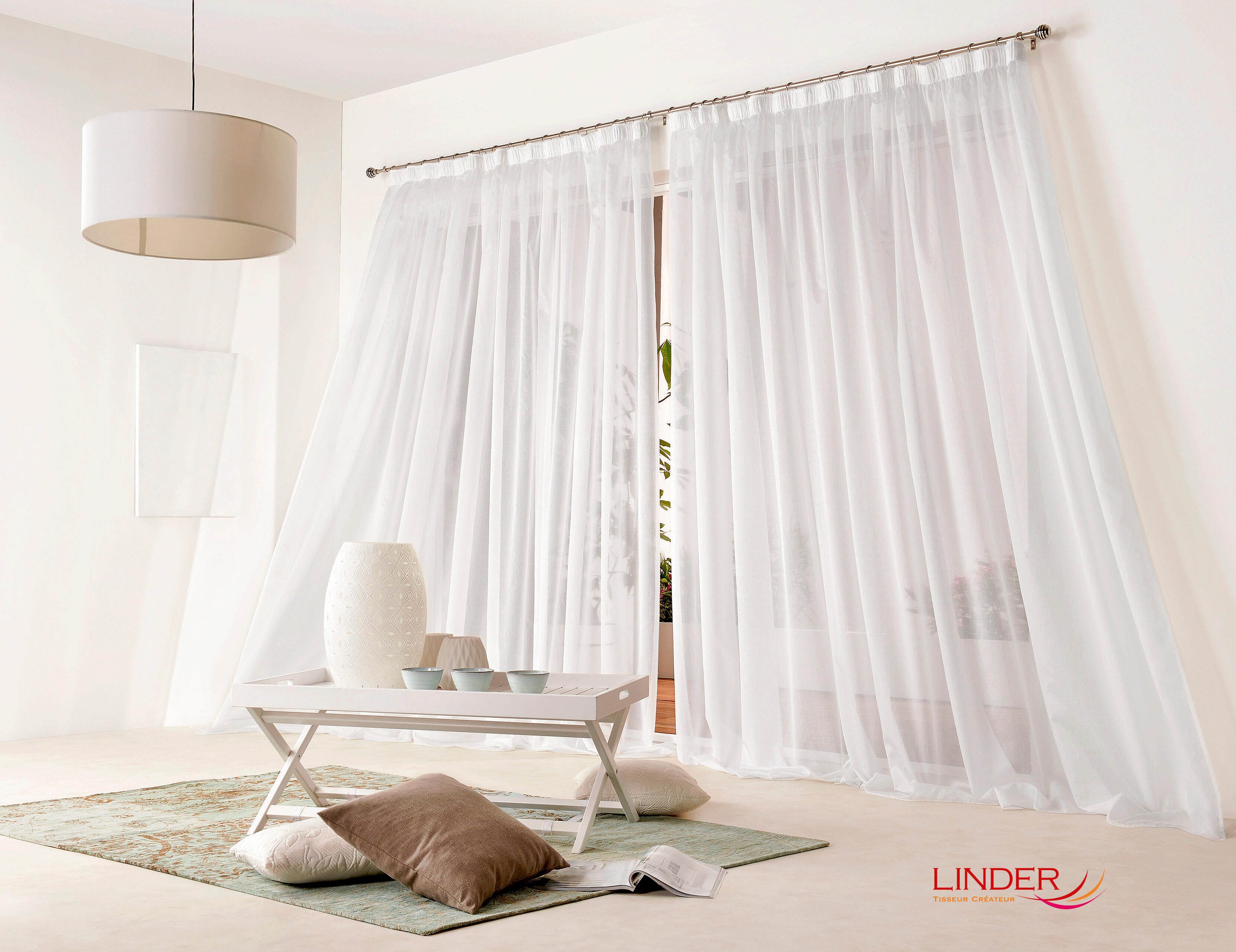 Voilage semi-transparent, Linette, blanc H.260 x l.300 cm - 3