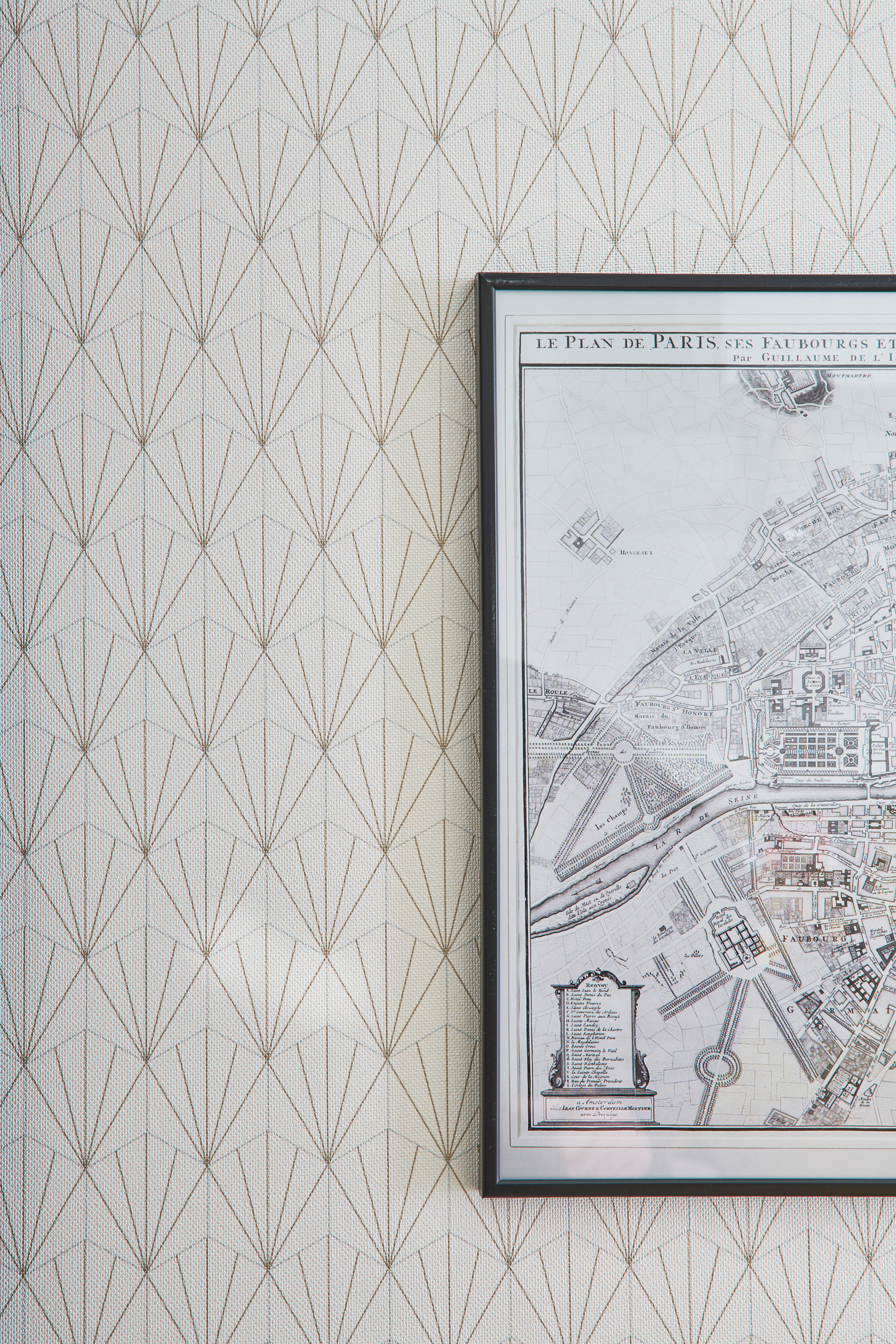 Papier peint intissé Motif geo blanc et or - 7