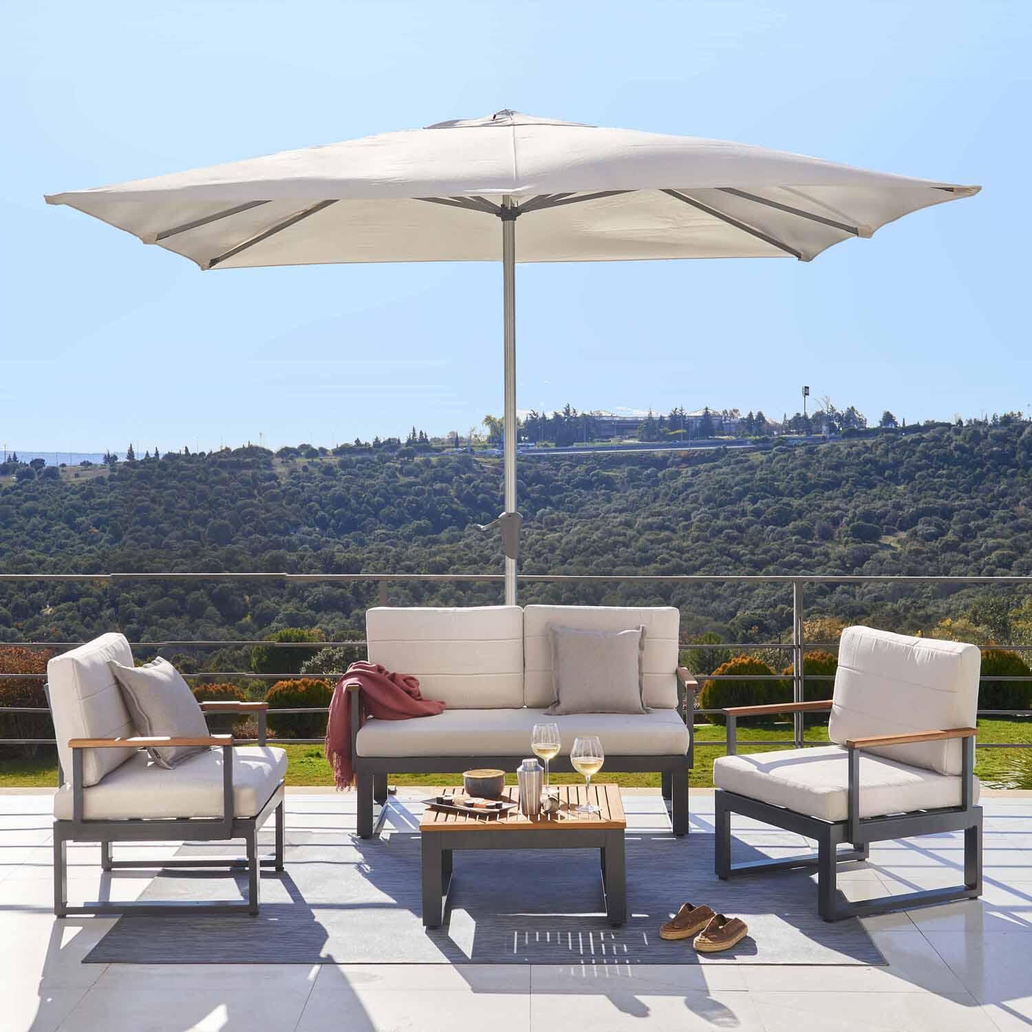 Parasol droit NATERIAL Sonora blanc carré, L.285 x l.285 cm Leroy Merlin