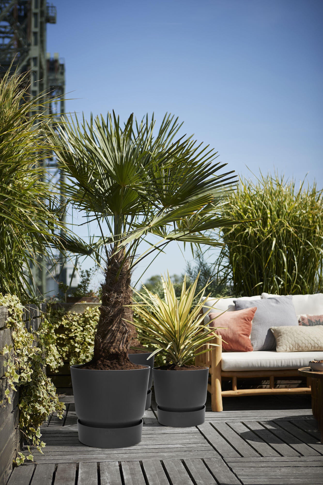 Vaso ELHO in polipropilene nero H 23.3 x ø 24.5 cm - 3