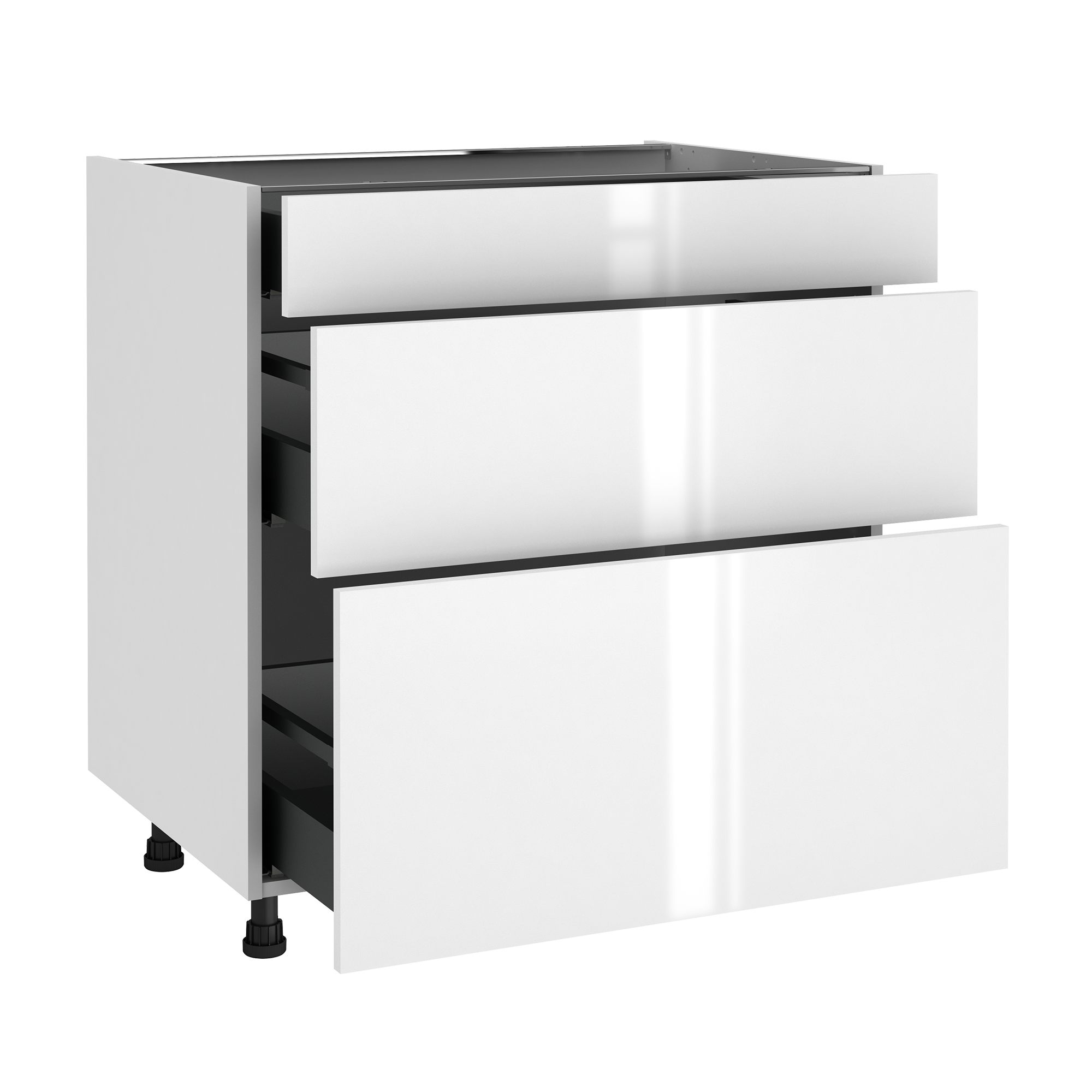 Mueble bajo de cocina delinia id sevilla blanco brillo 76,8x90cm 2 cac 1caj