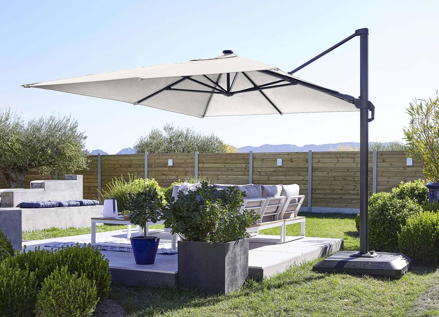 Parasol déporté rectangulaire blanc Sonora II NATERIAL L.390 x l.280 cm - 3