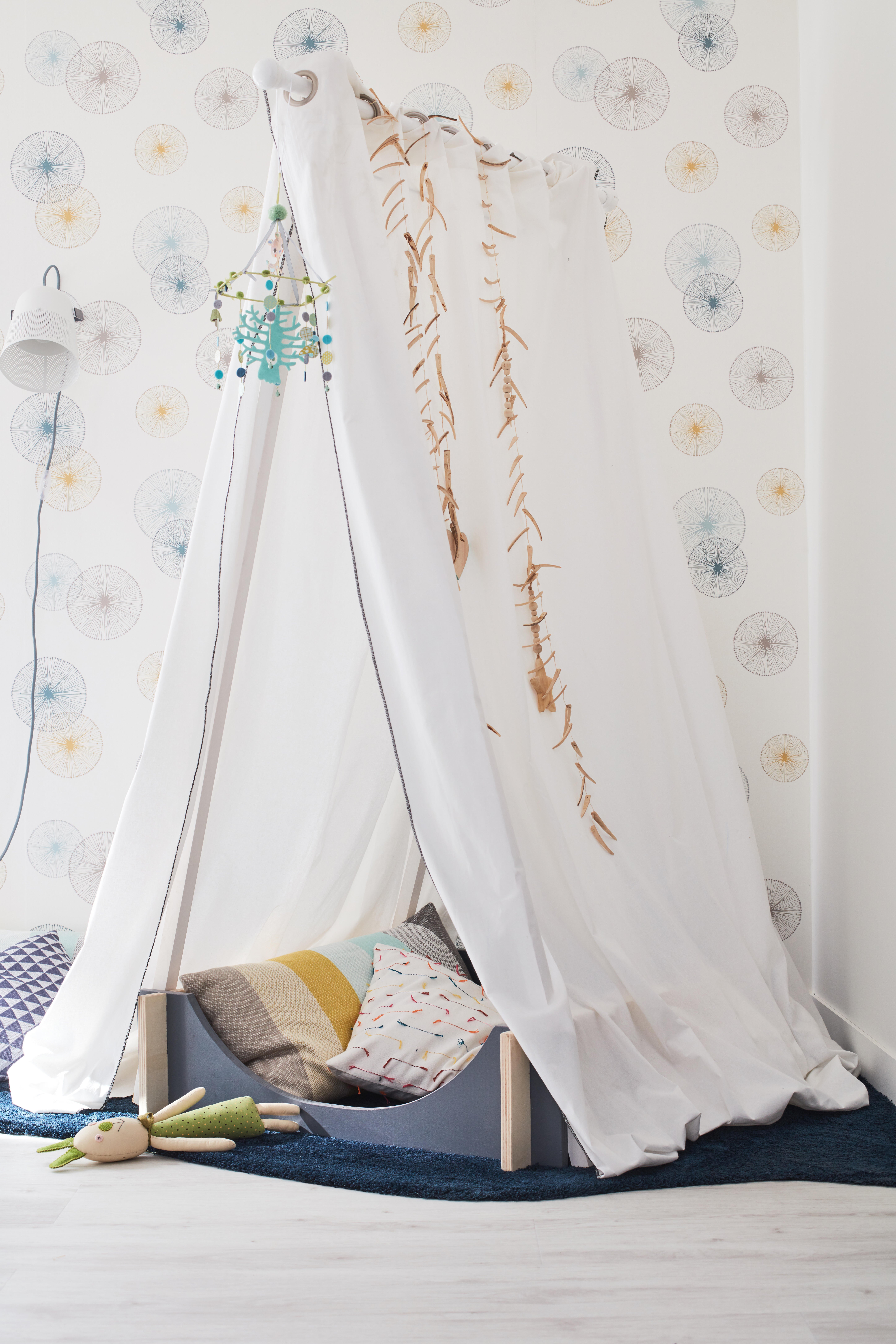 Papier peint intissé Solane blanc, gris et jaune - 3