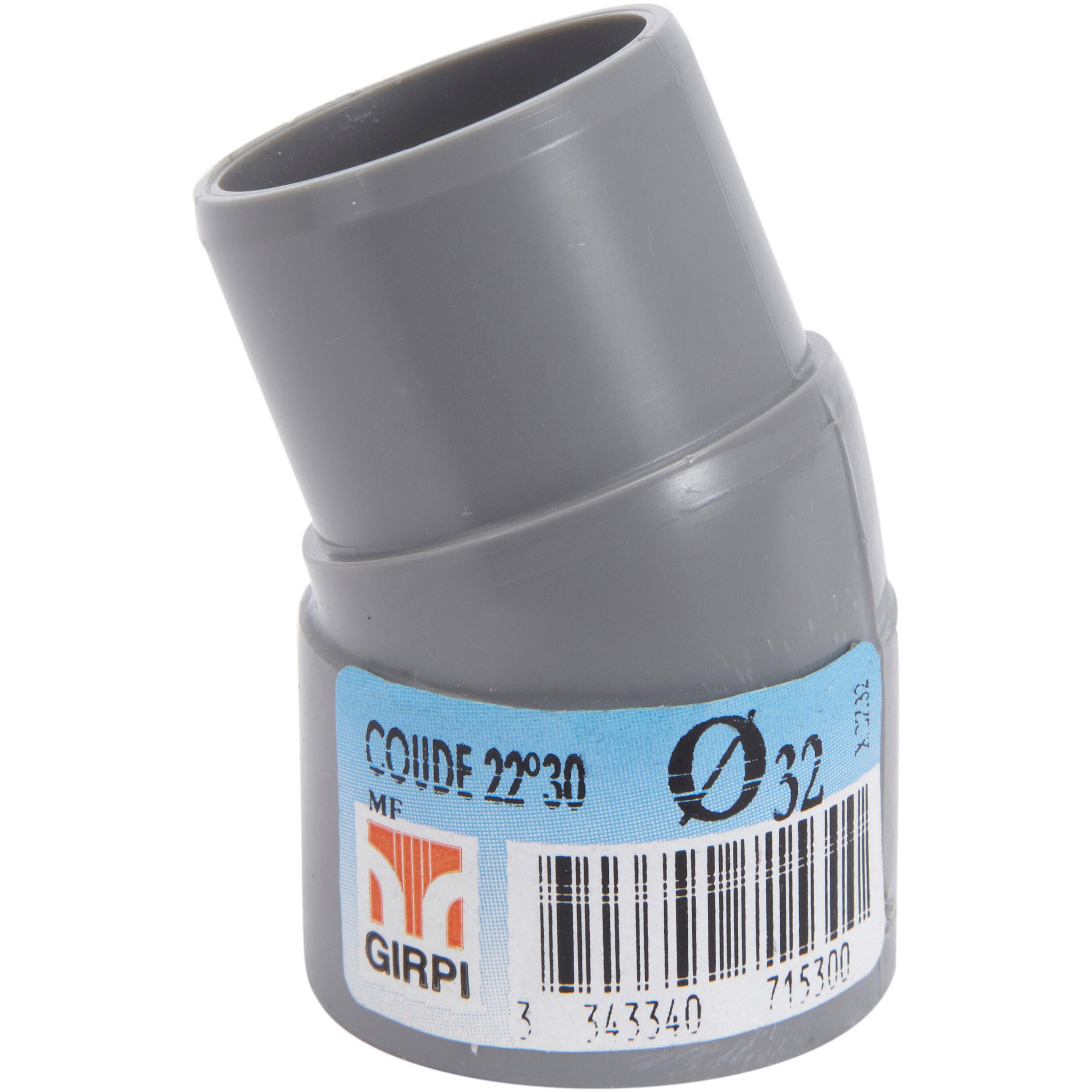 Coude 22°30 en pvc à coller, femelle / mâle, D.32 - 2
