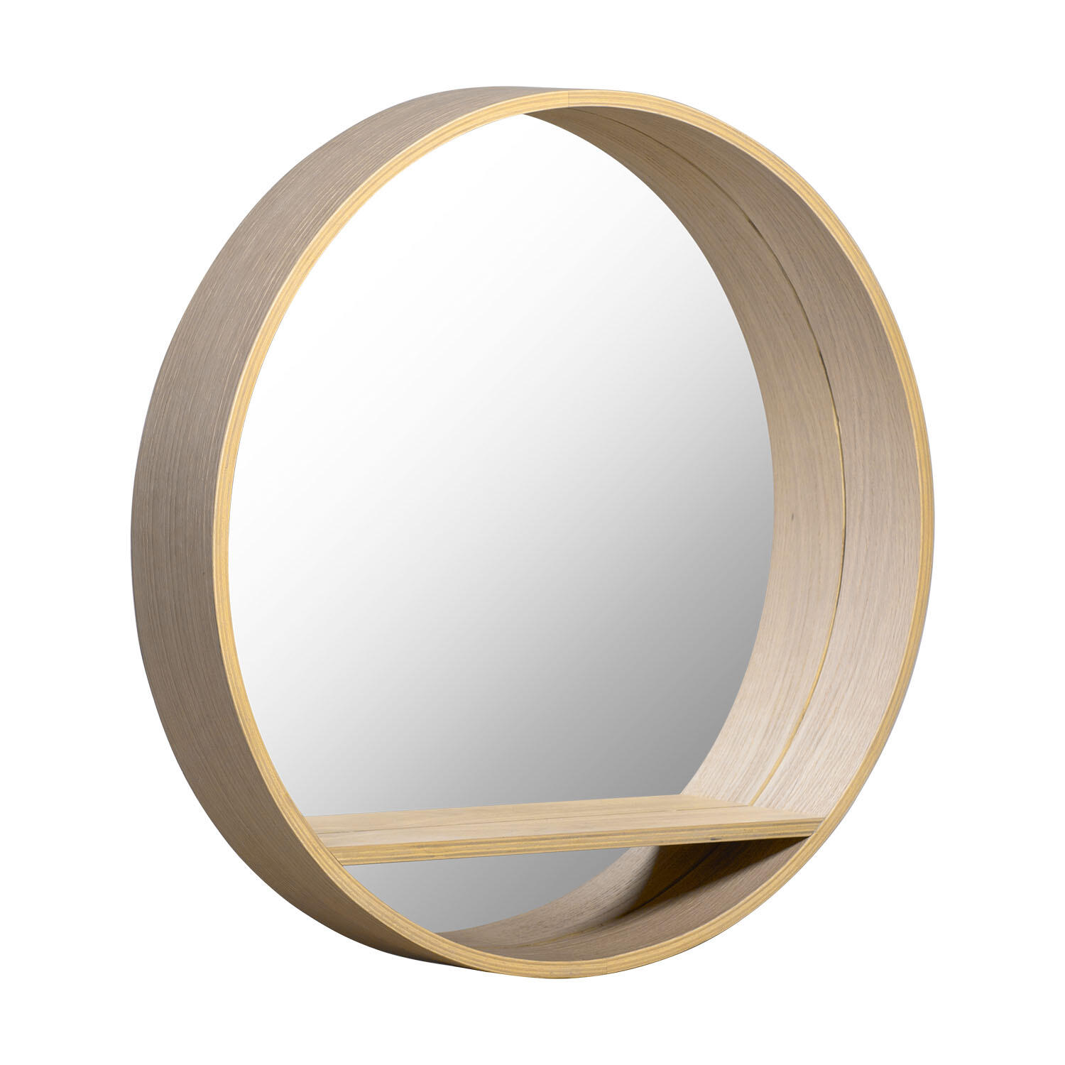 Miroir avec tablette l.60 x H.60 cm, Diam.60 cm, chene naturel, Nomad - 2