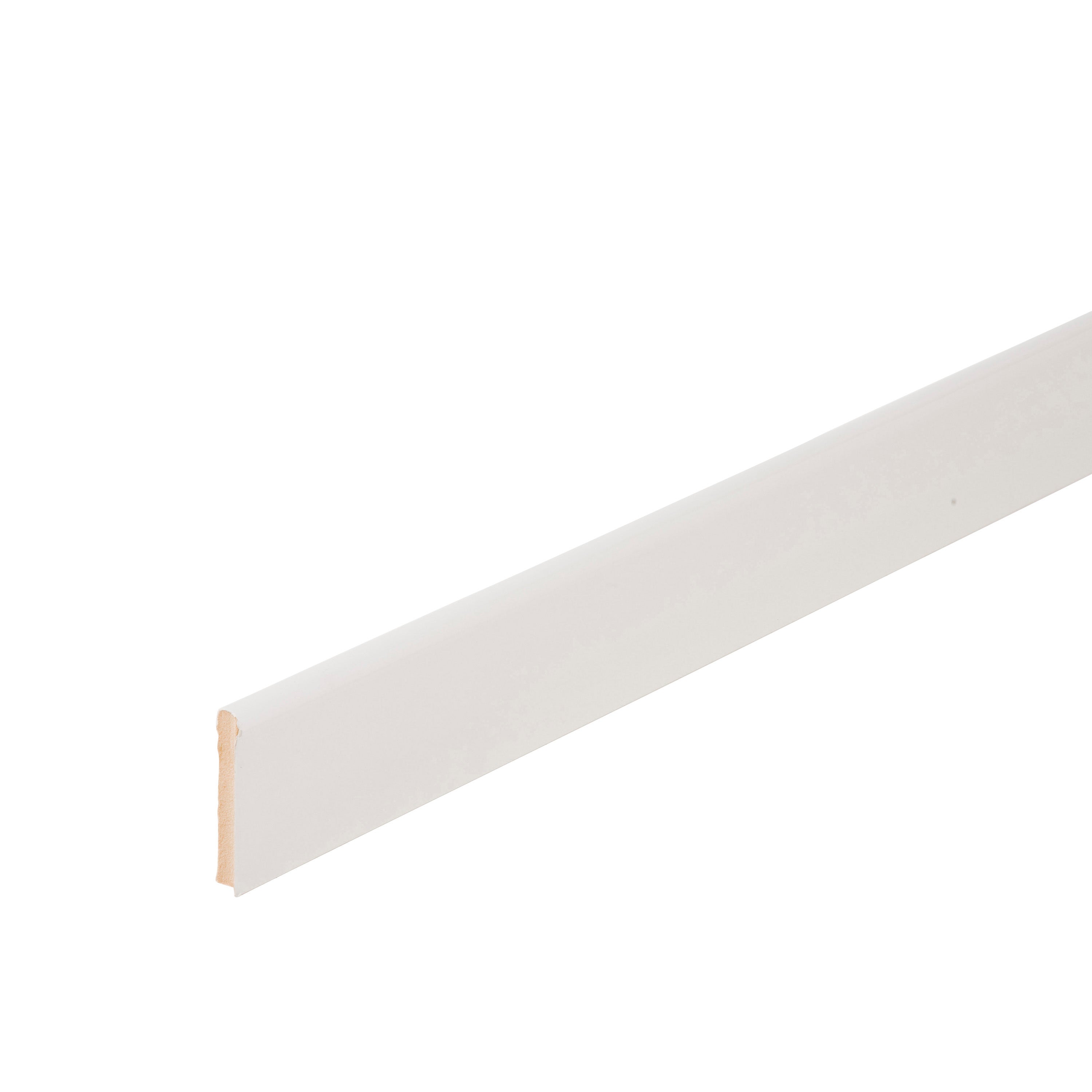 Plinthe médium (MDF) arrondie revêtu mélaminé blanc brillant, 10x70 mm, L.2.2 m - 2