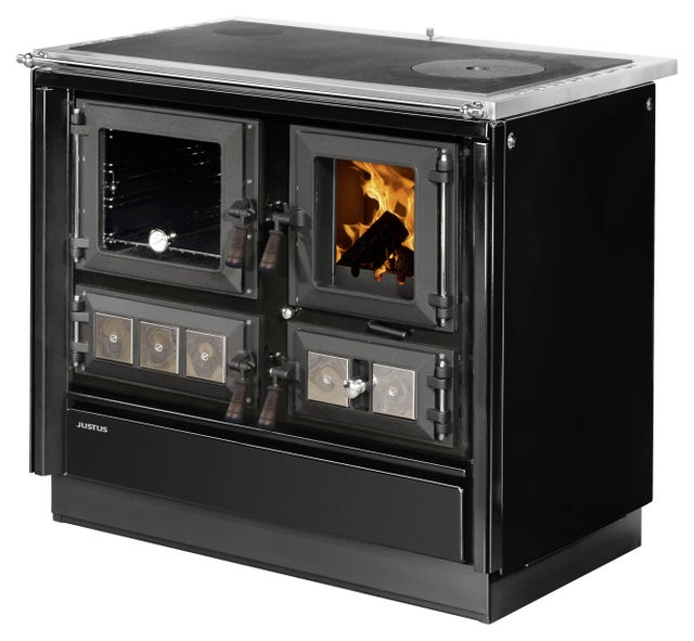 Cuisinière à Bois JUSTUS Design Esprit d'Antan Noire, 7 Kw gauche