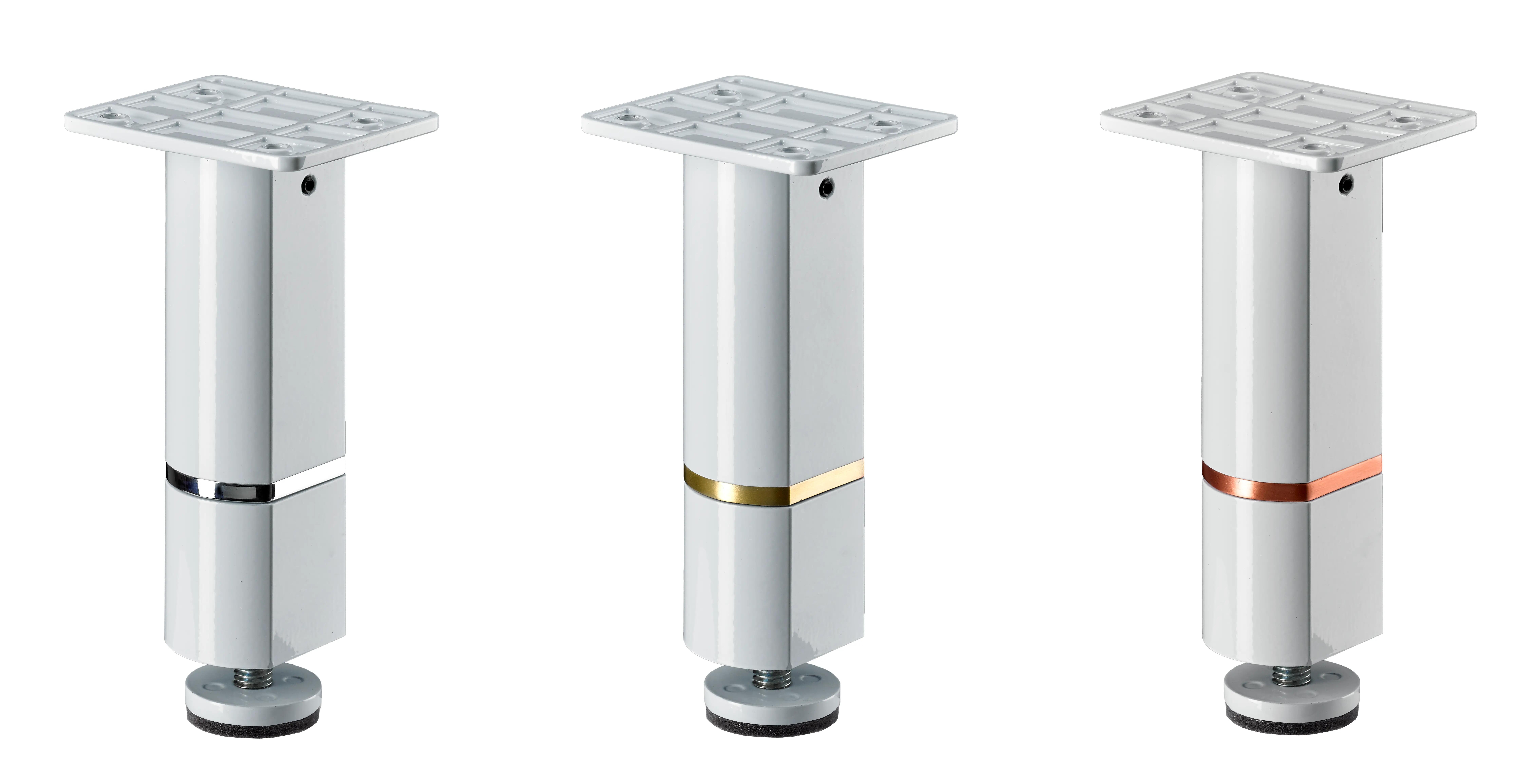 2 pieds de meubles SENSEA réglable ovale, aluminium laqué Ht. maxi 12.5 x l.7.5  - 2