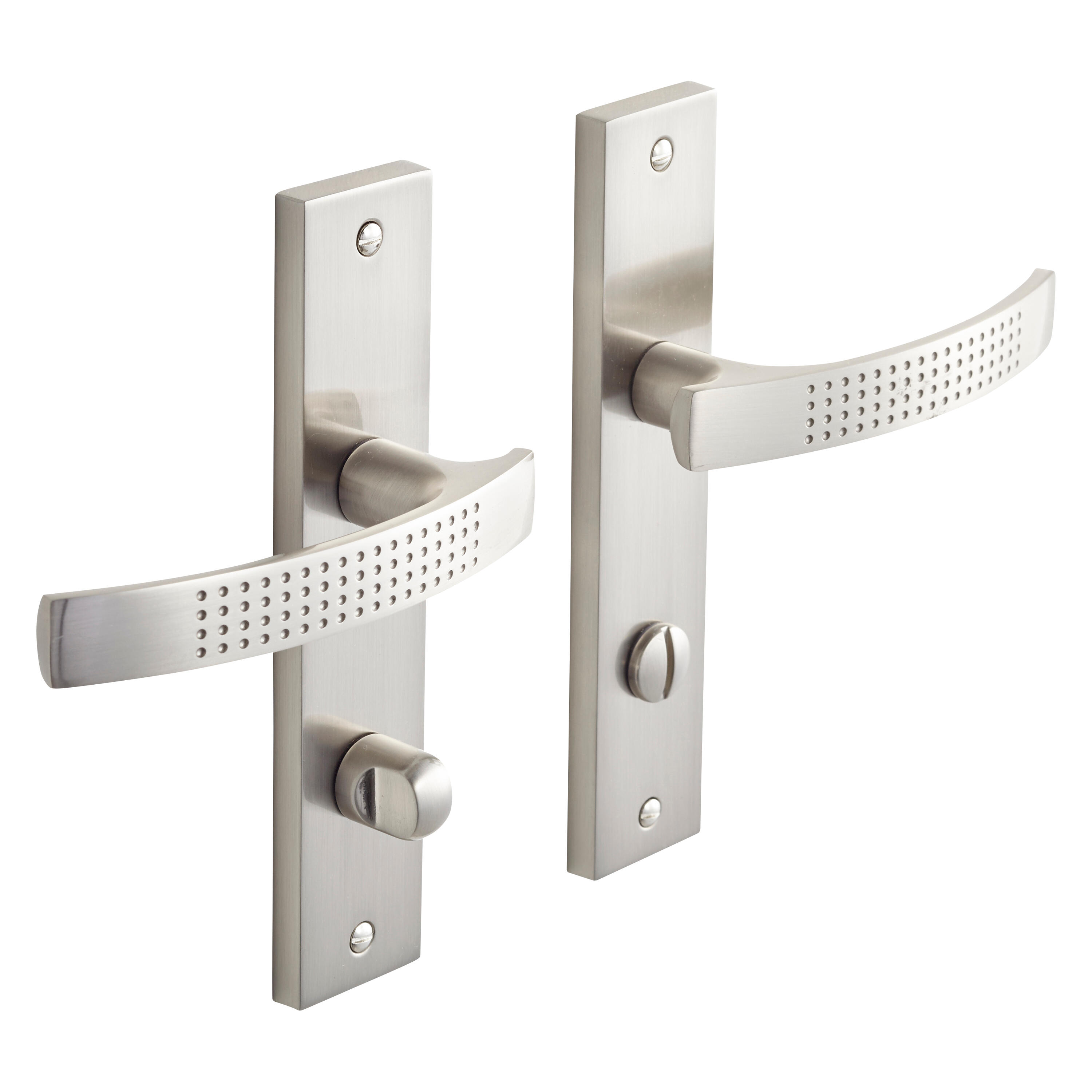 2 poignées sur plaque à condamnation Louna alu nickel brillant, entraxe 165 mm - 3