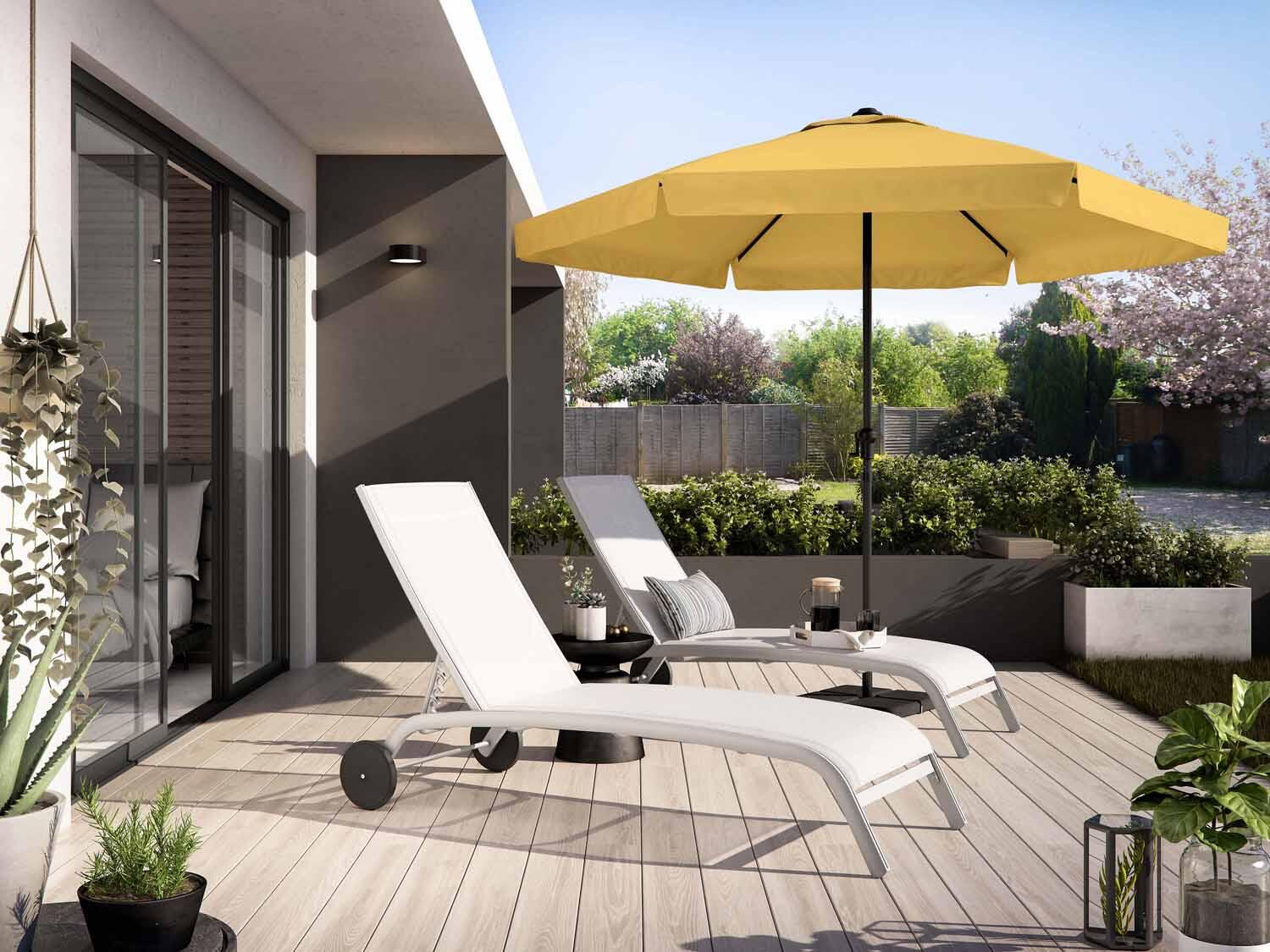 Parasol droit hexagonal jaune Avea NATERIAL L.296 x l.296 cm - 2