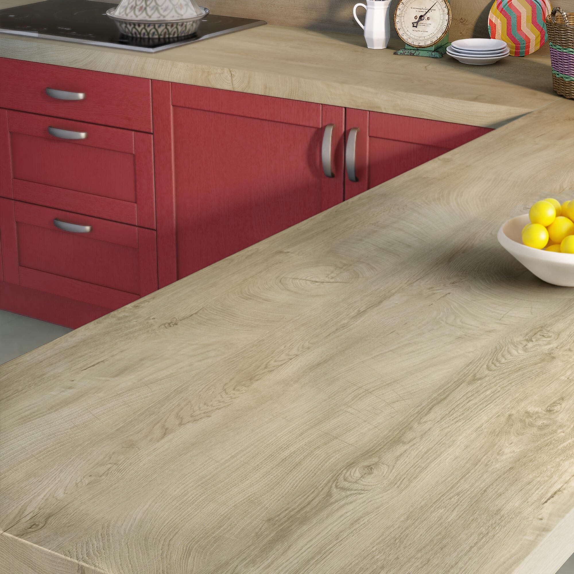 Plan de travail stratifié Knotwood mat L.315 x P.65 cm, Ep.38 mm ...