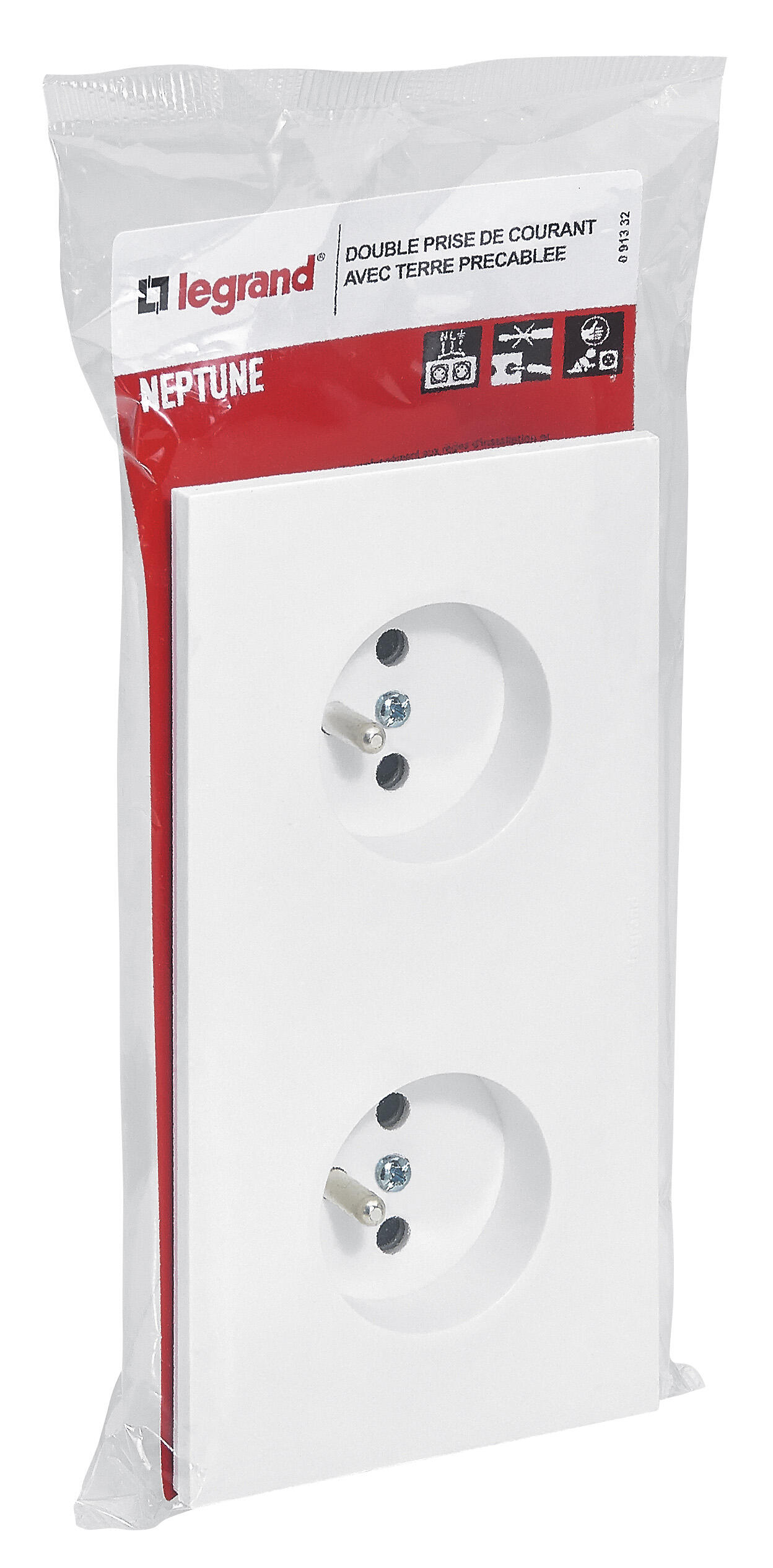 Double prise avec terre horizontal Neptune, LEGRAND, blanc - 8