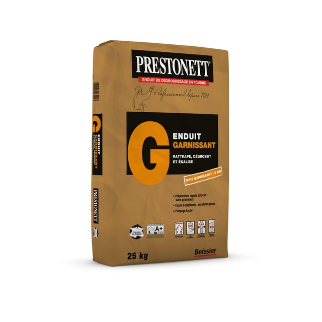 Enduit de rénovation et garnissant en poudre G PRESTONETT blanc 25 kg