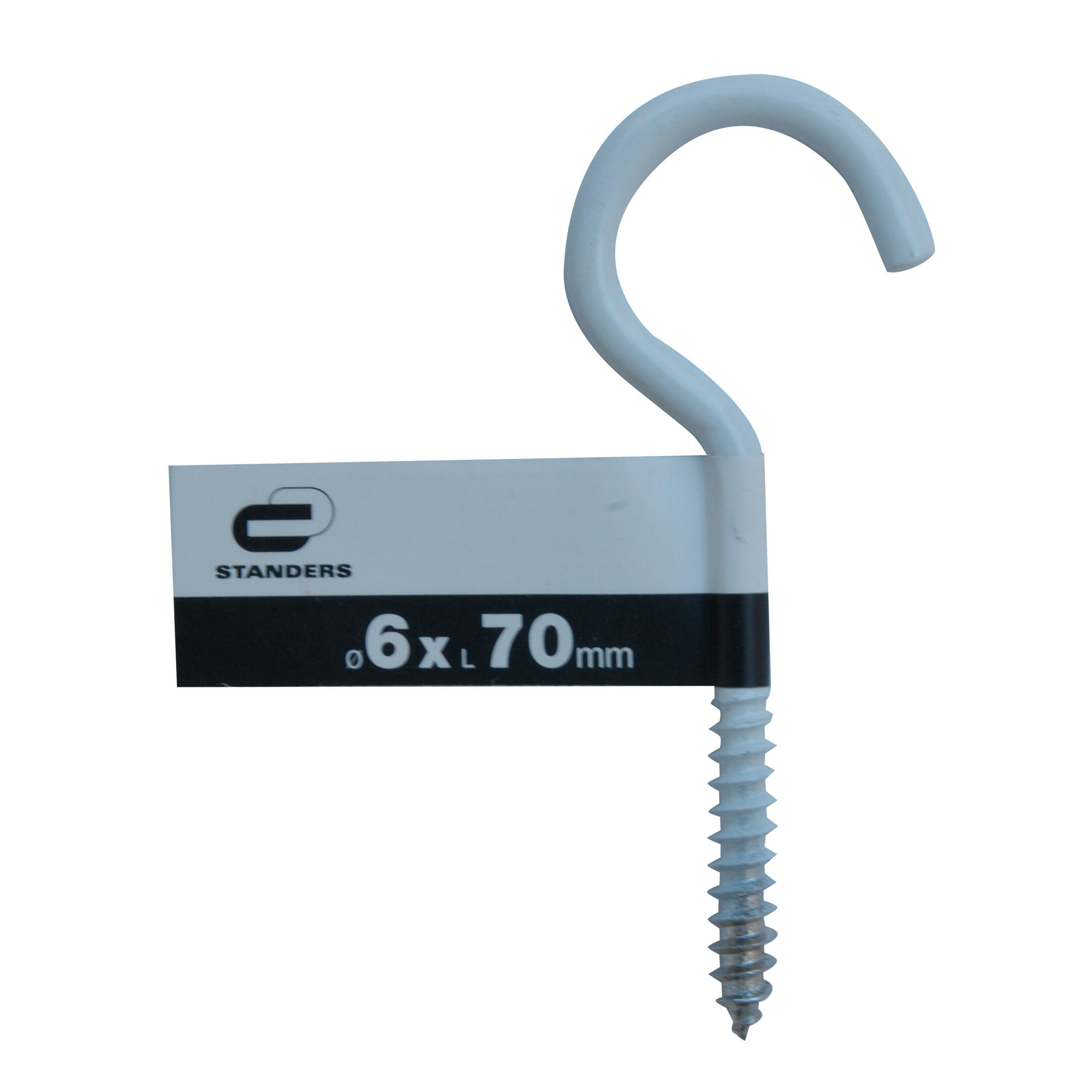 1 crochet à visser acier epoxy blanc, Diam.60 x L.70 mm, STANDERS - 2