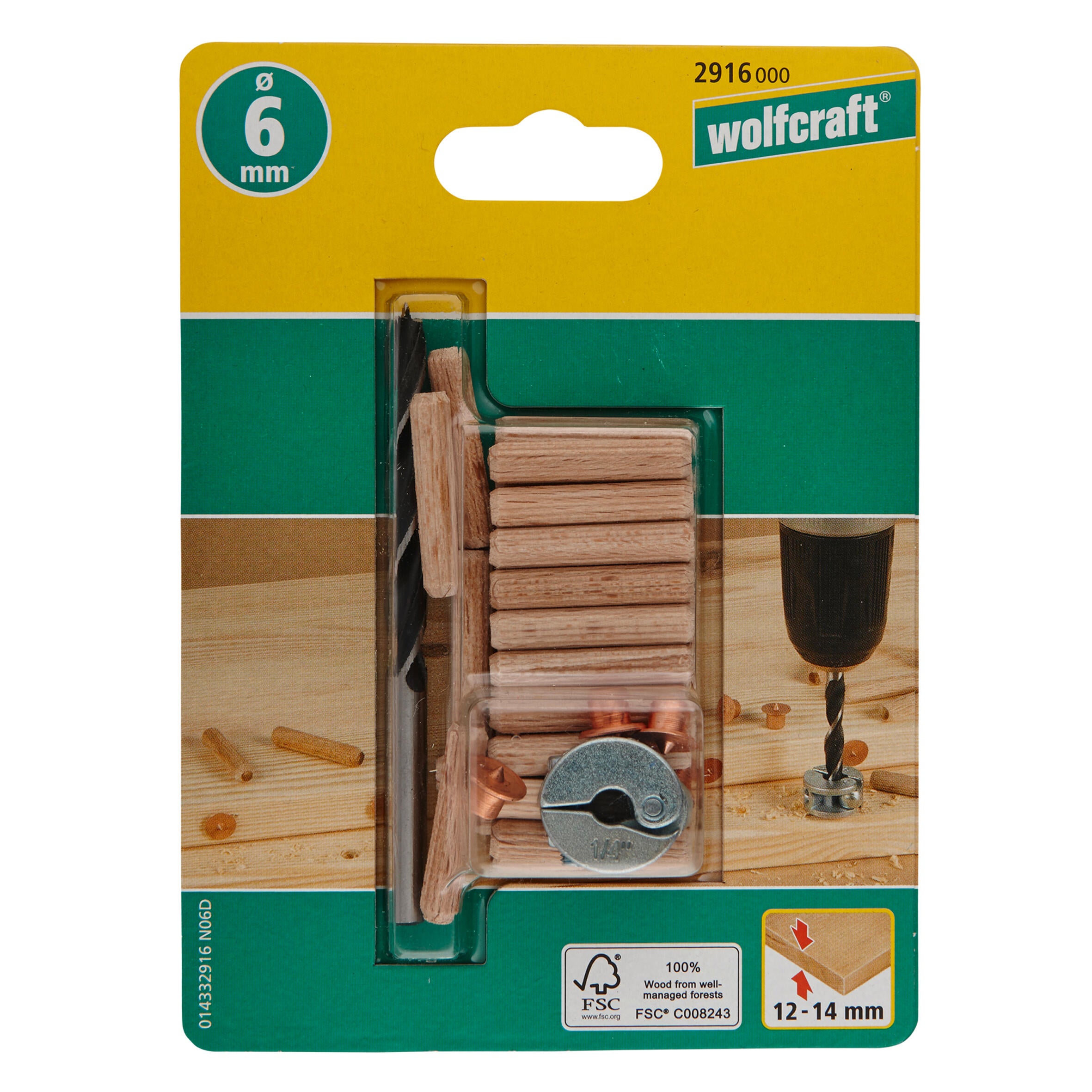 Kit avec foret centreur pour assemblage par tourillons Diam.6 mm WOLFCRAFT - 4