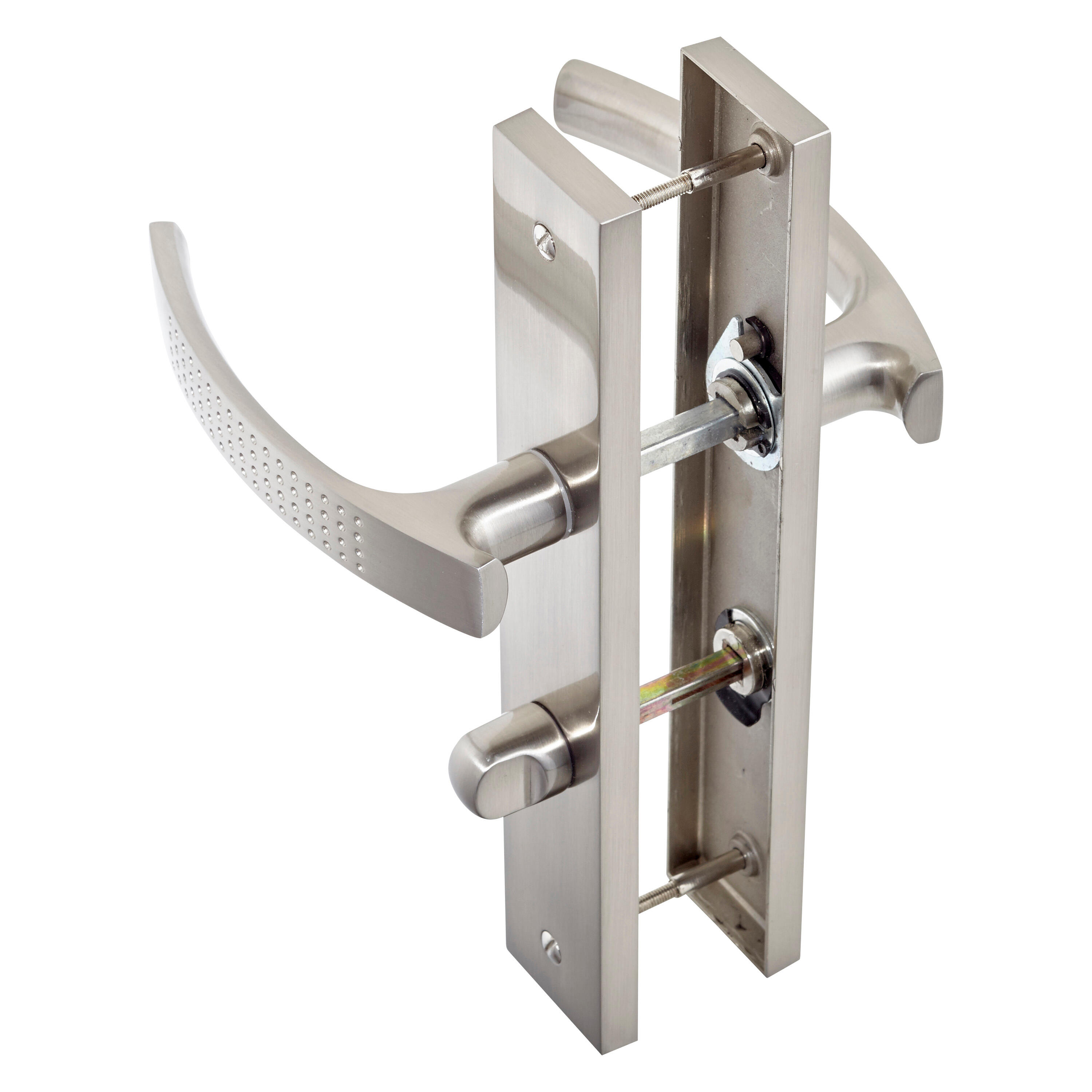 2 poignées sur plaque à condamnation Louna alu nickel brillant, entraxe 195 mm - 5