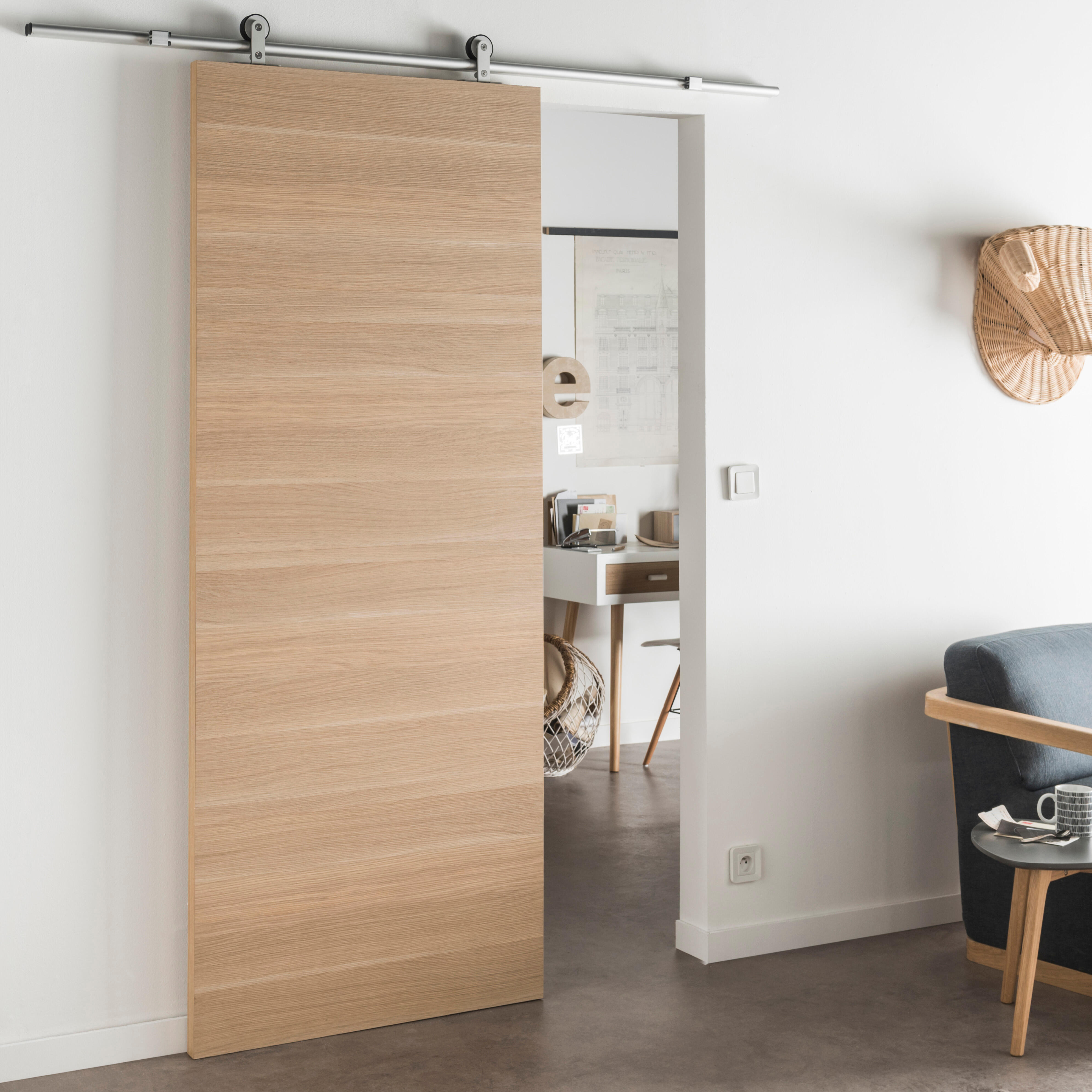 Porte coulissante MDF Madrid 2, H.204 x l.73 cm - 2