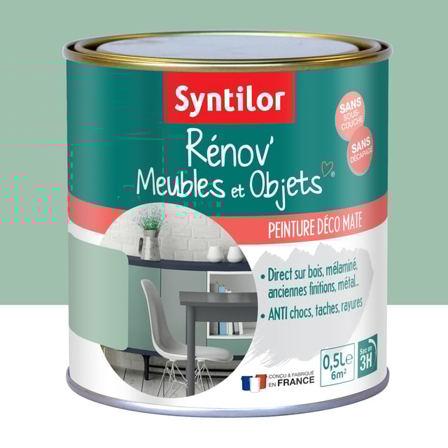 Peinture meuble et boiserie Rénov' SYNTILOR vert poésie mat 0.5L