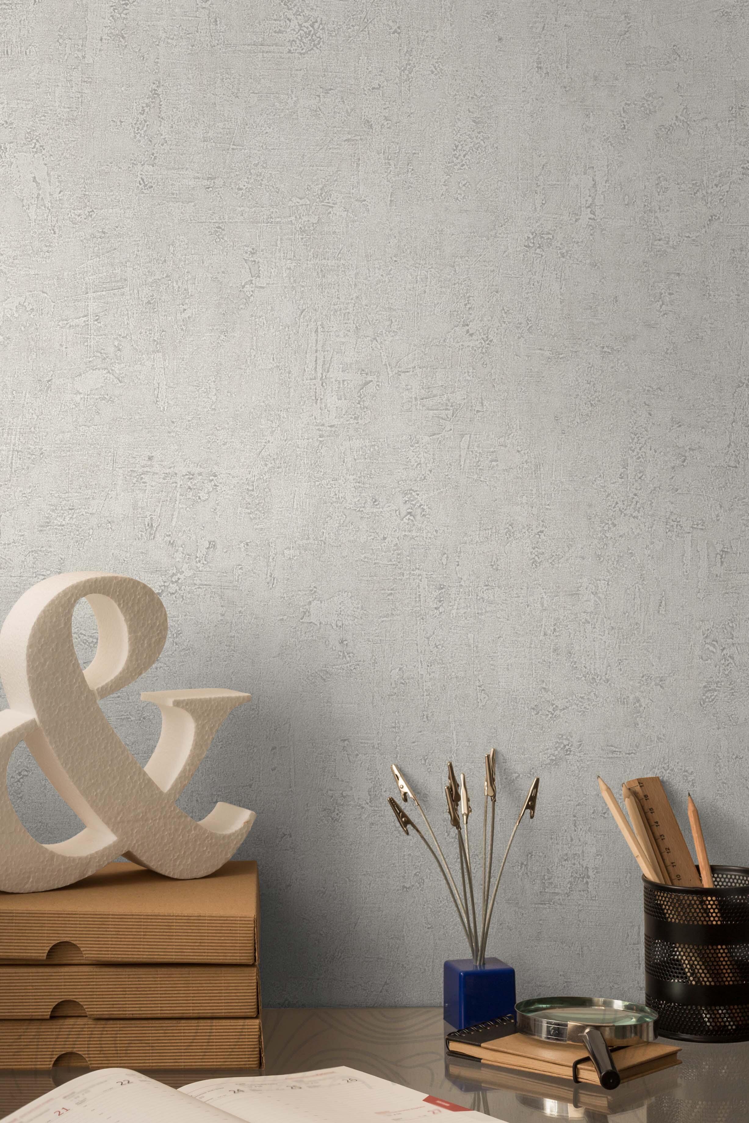 Papier peint vinyle sur intissé Patine blanc - 3