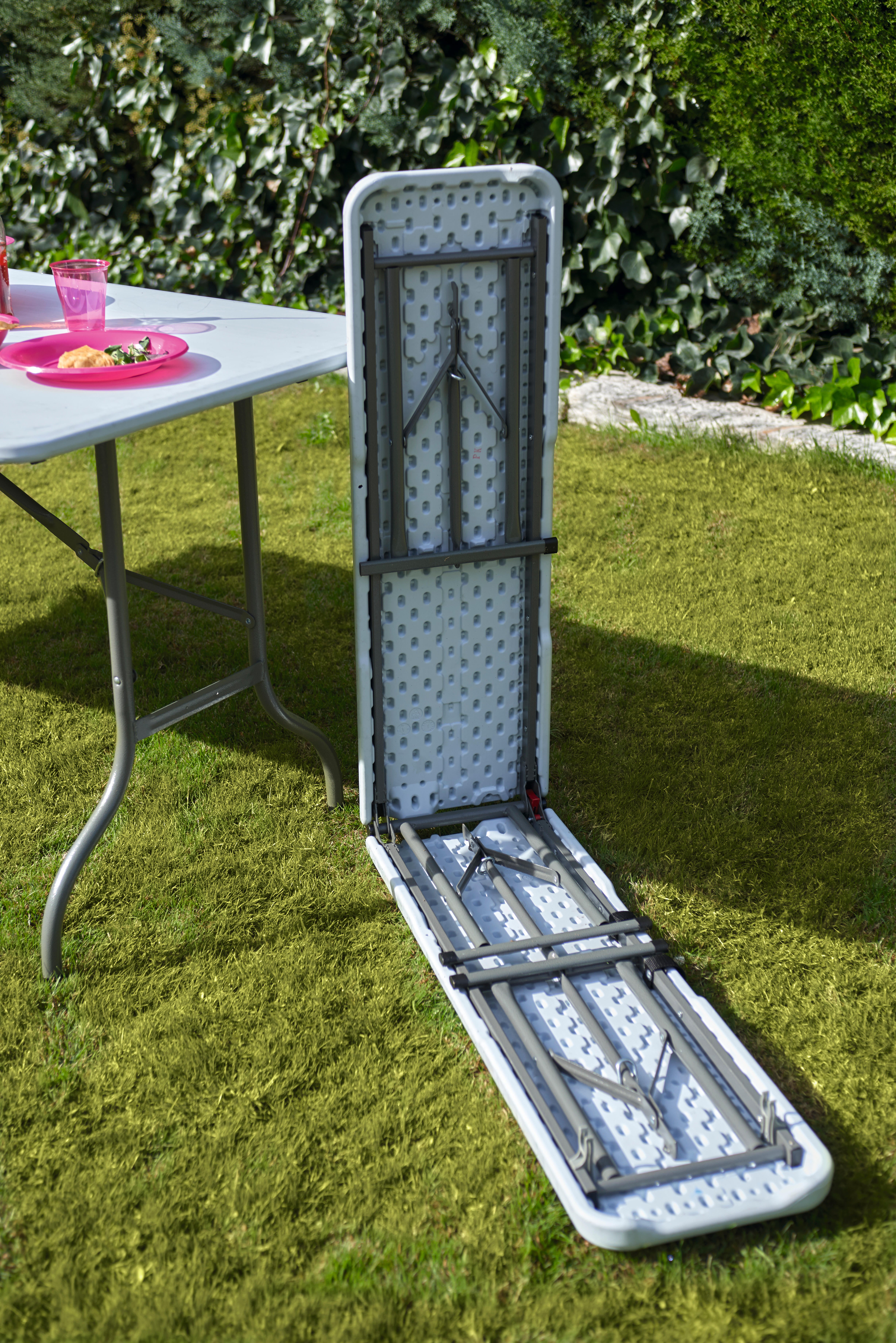 Panca da giardino in acciaio pieghevole Lifetime, seduta in resina iniettata bianca L 183 x H 43 x P 28 cm - 3