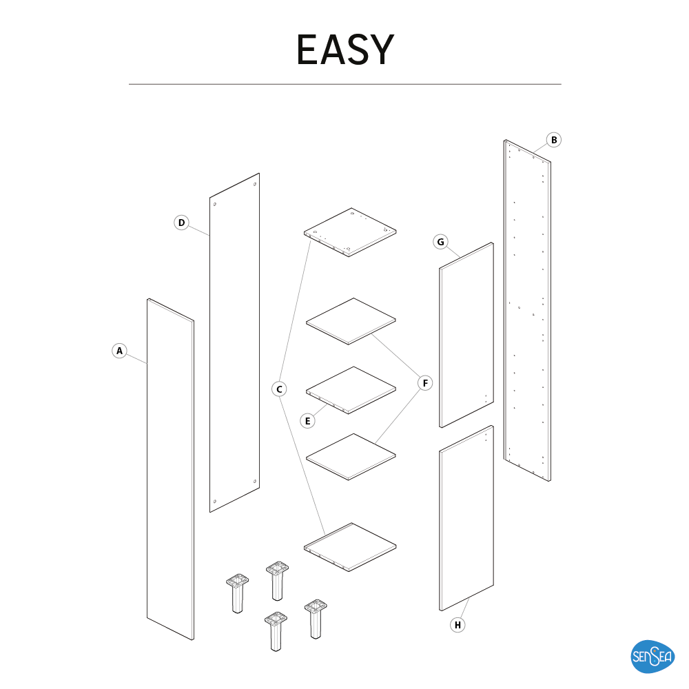 Móvel alto SENSEA EASY 35X32X186CM BRANCO MATE - 7