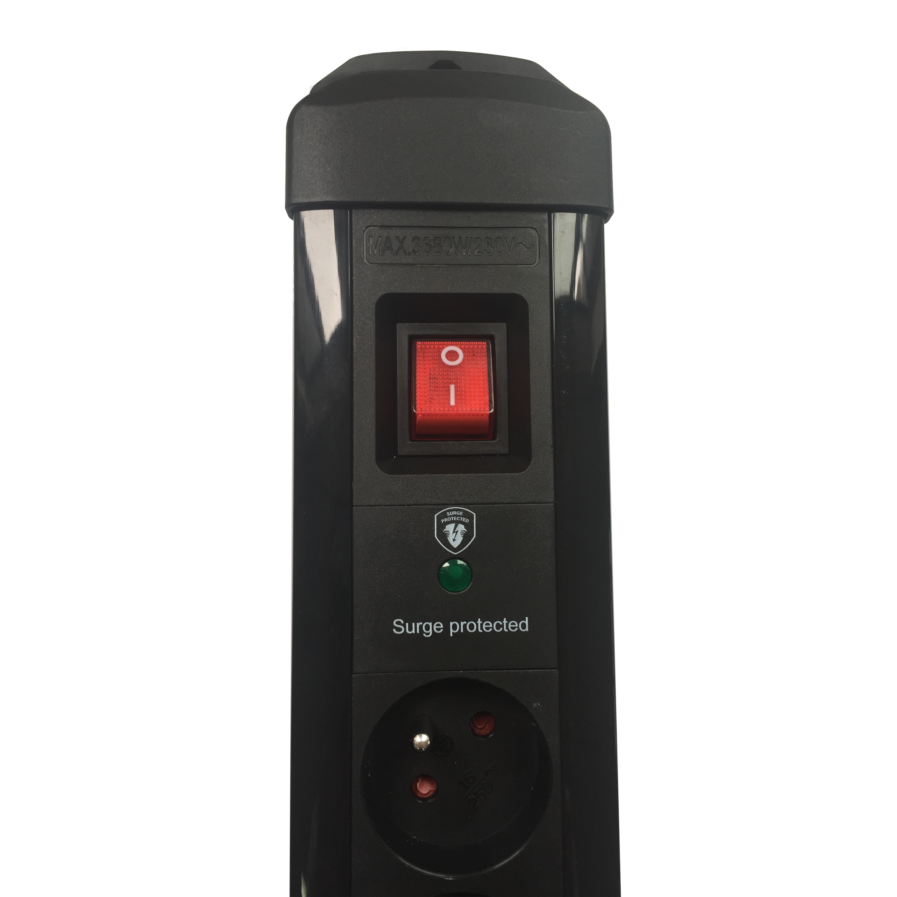 Multiprise USB parafoudre, 8 prises + 2 USB-A noir, 3680 W, LEXMAN - 4