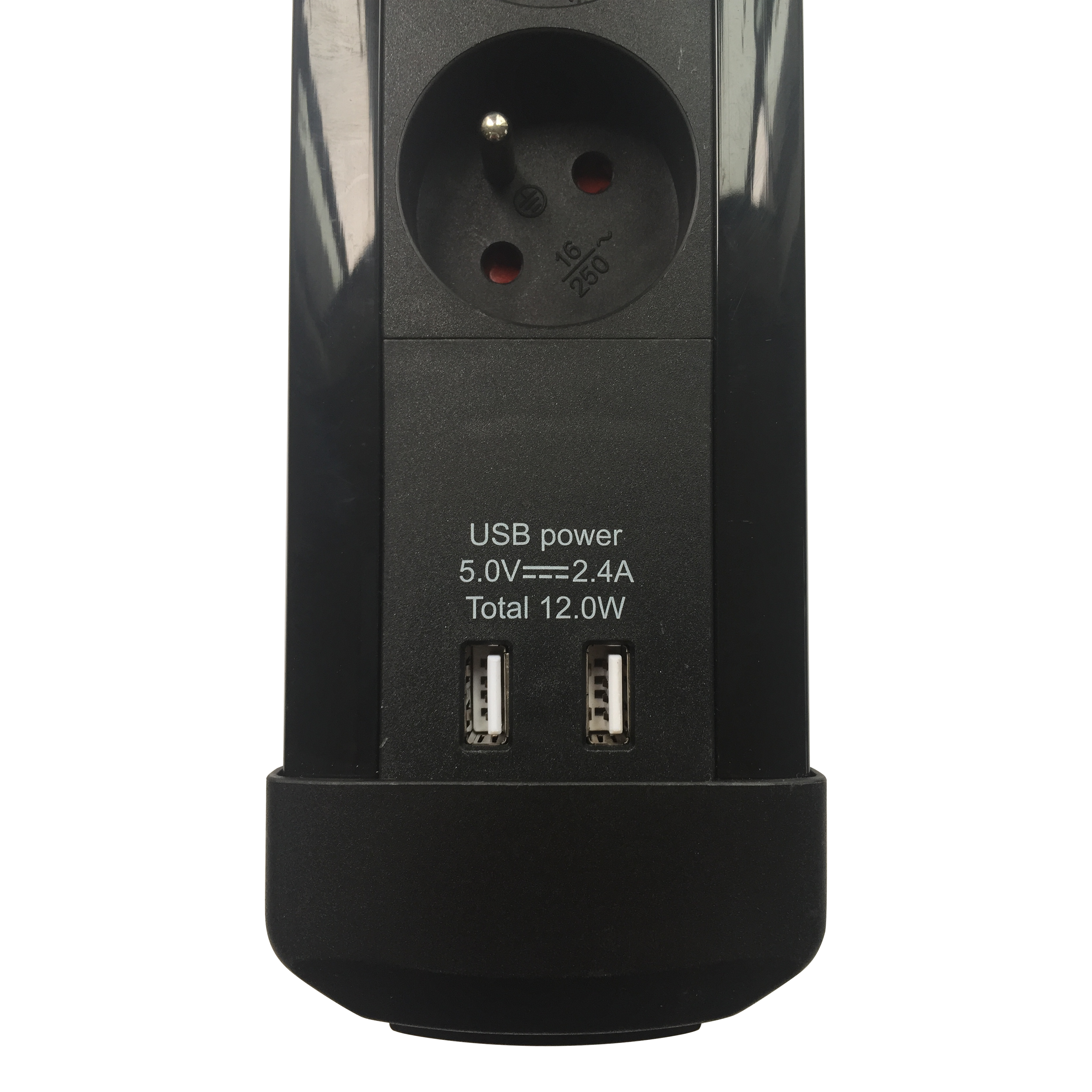 Multiprise USB parafoudre, 8 prises + 2 USB-A noir, 3680 W, LEXMAN - 5