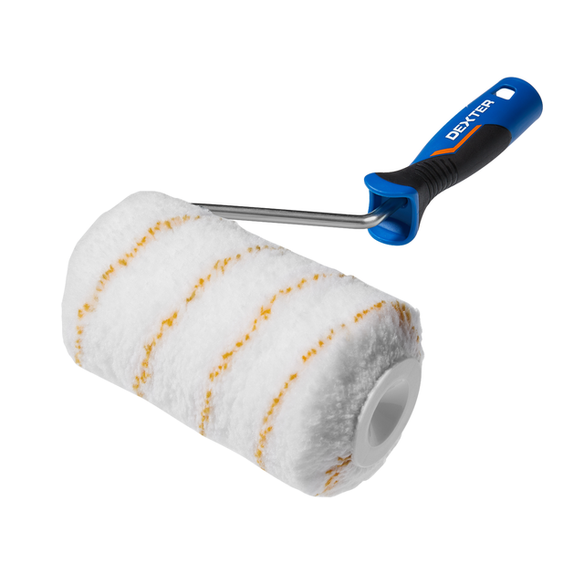 Rodillo para pintar fachadas rugosas DEXTER de 180 mm de anchura, 55 mm de diámetro, pelo largo (más de 12 mm). Fibra de poliamida. Varilla de acero.
