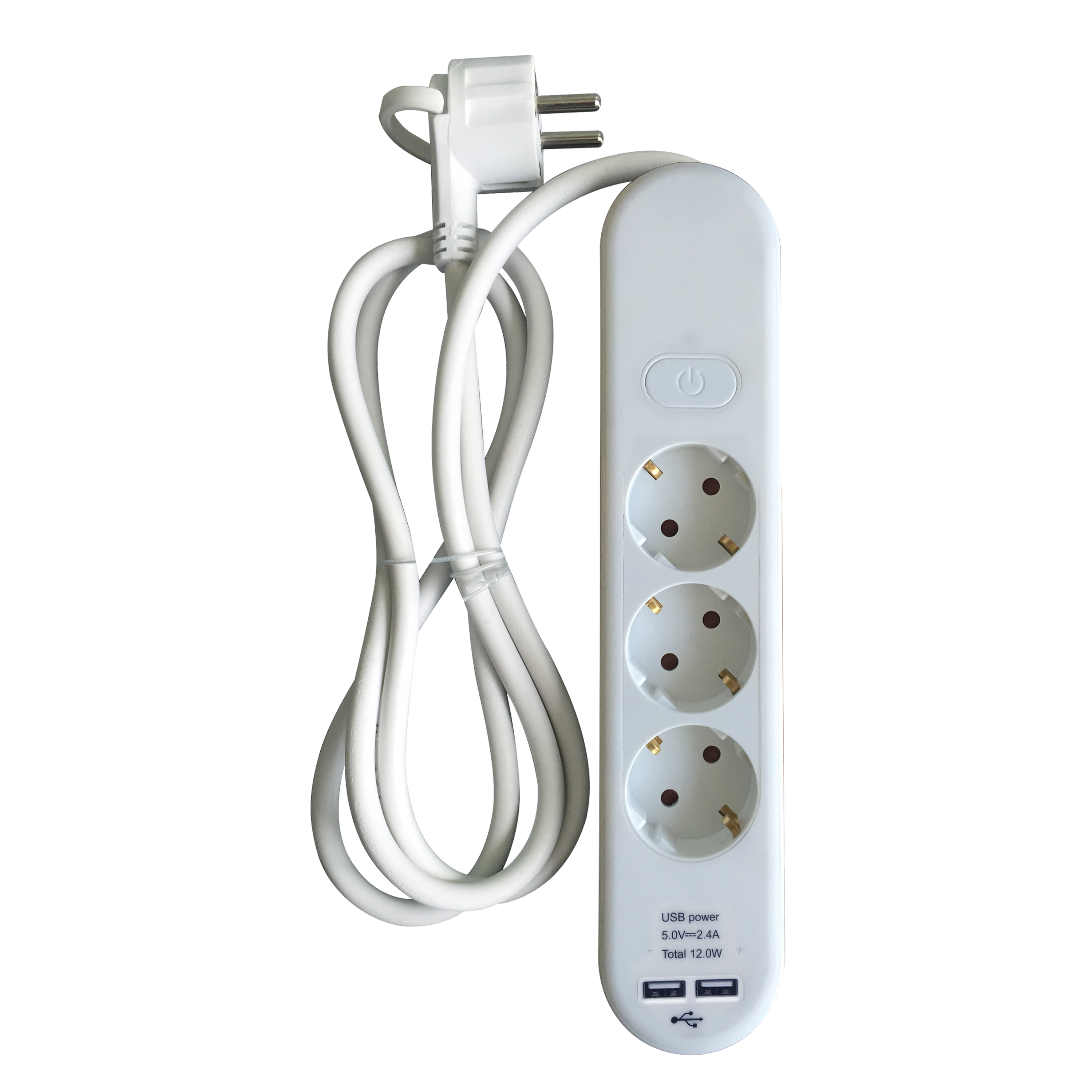Base múltiple de 3 tomas+ 2 usb 1.5 metros lexman blanco