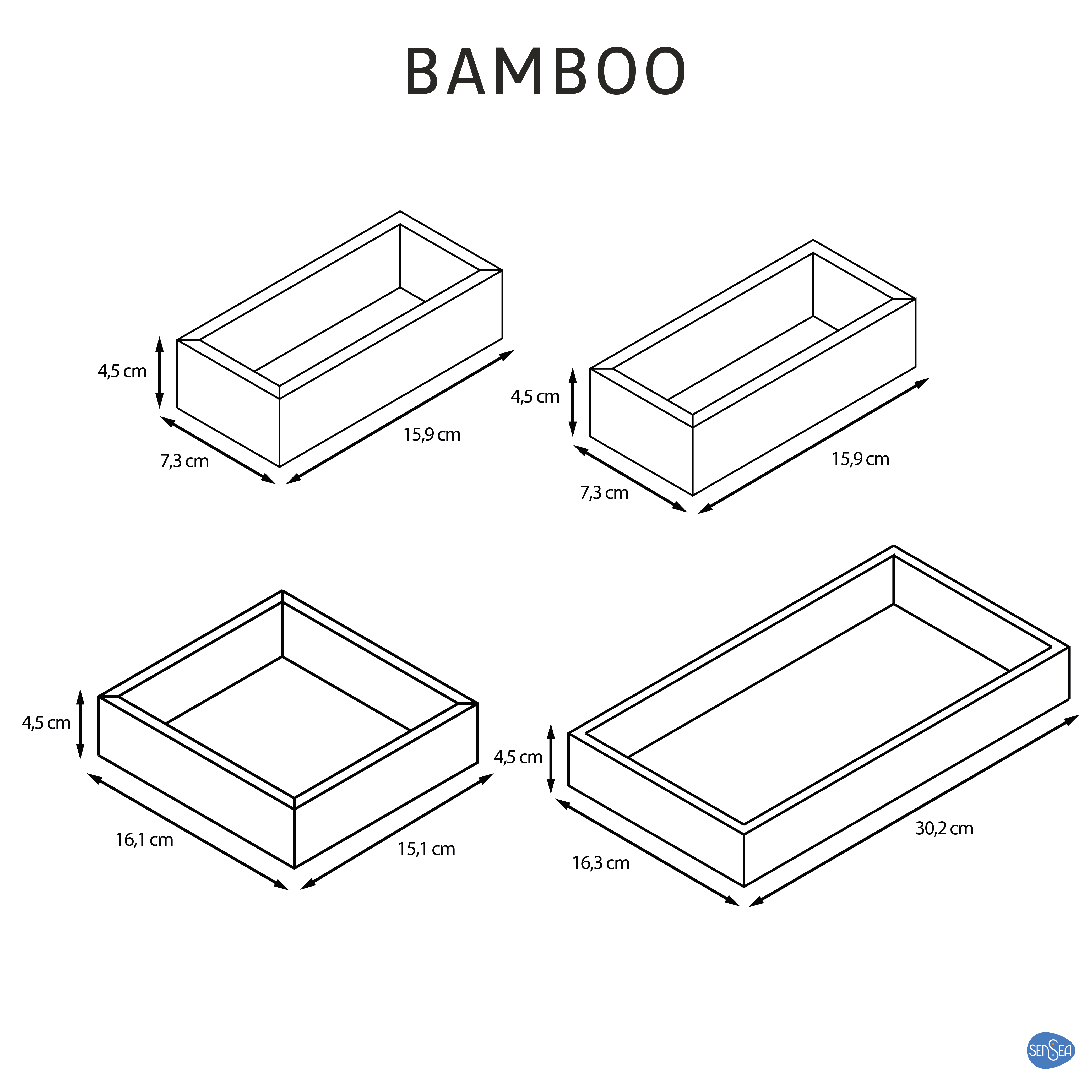 Set de 4 organizadores de almacenamiento marrón Sensea 16.3x30.2x4.5cm - 3