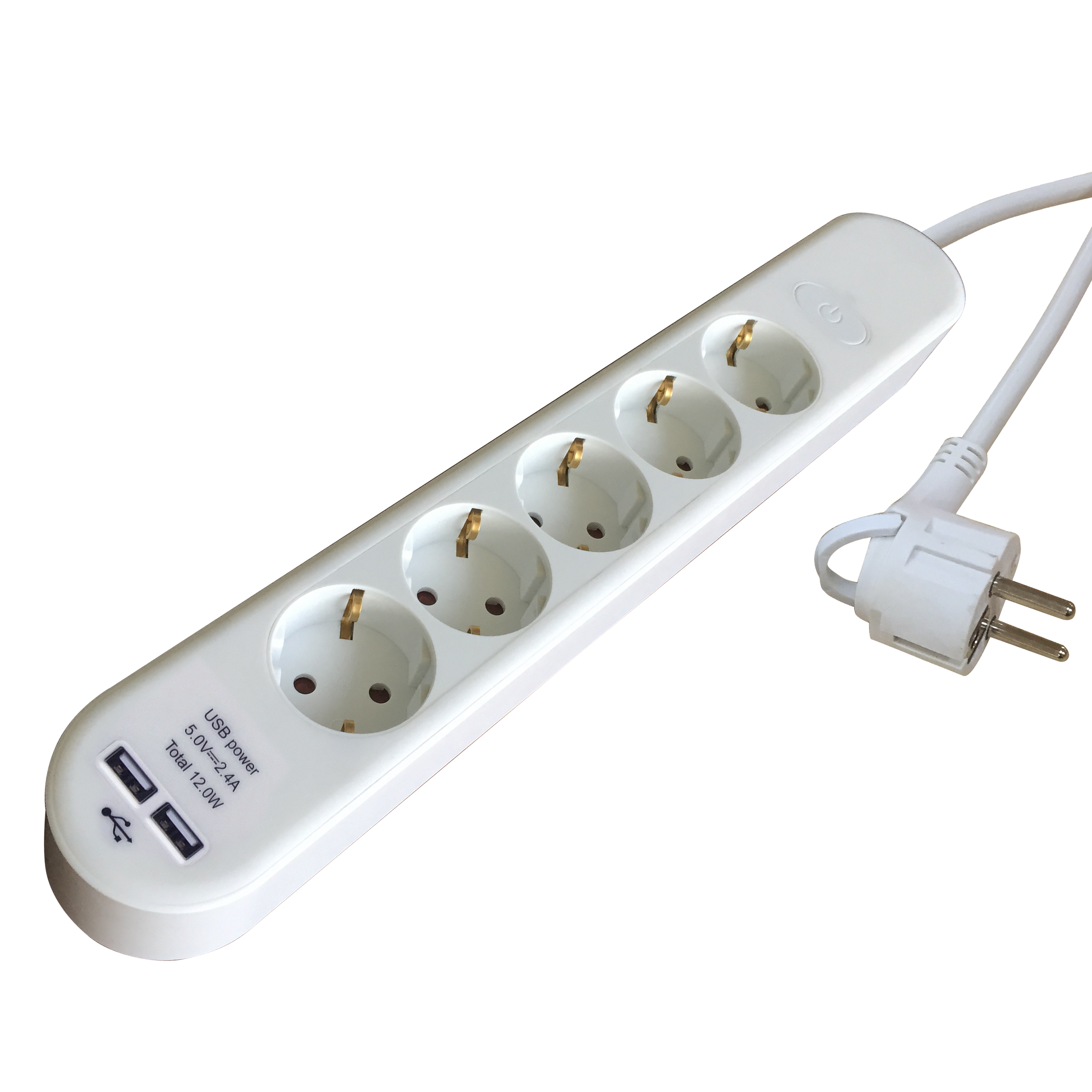 Extensão de 5 tomadas 2 USB 1.5m branco Lexman - 2