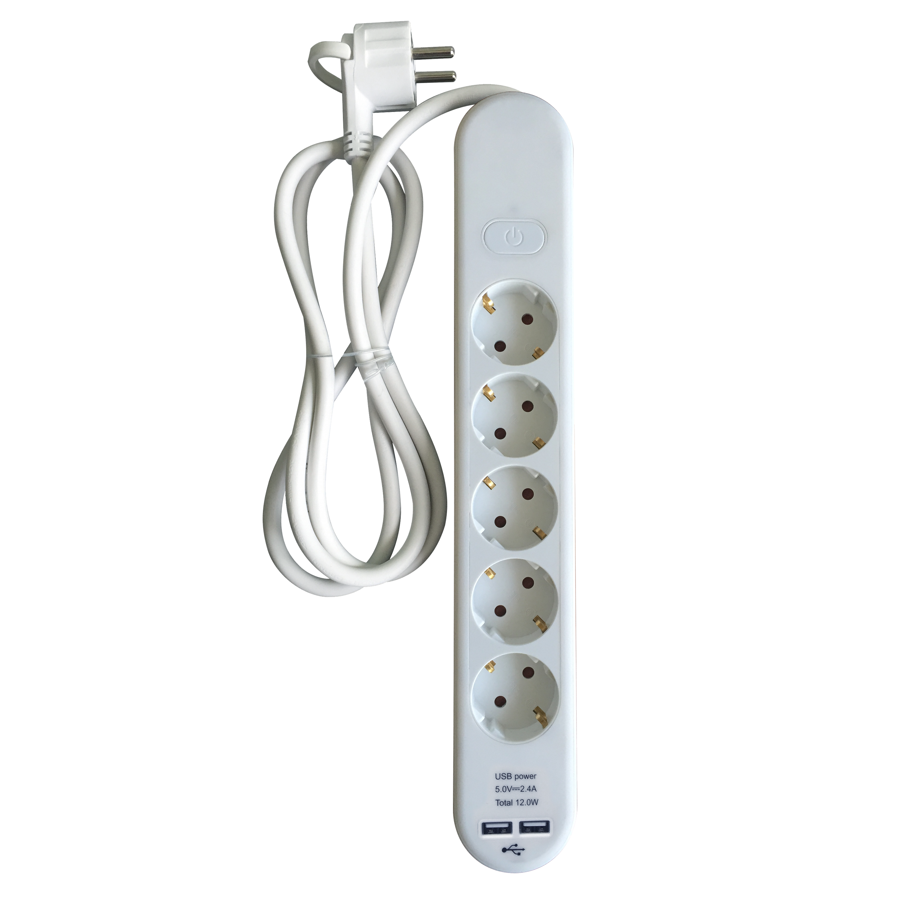 Base múltiple de 5 tomas+ 2 usb 1.5 metros lexman blanco