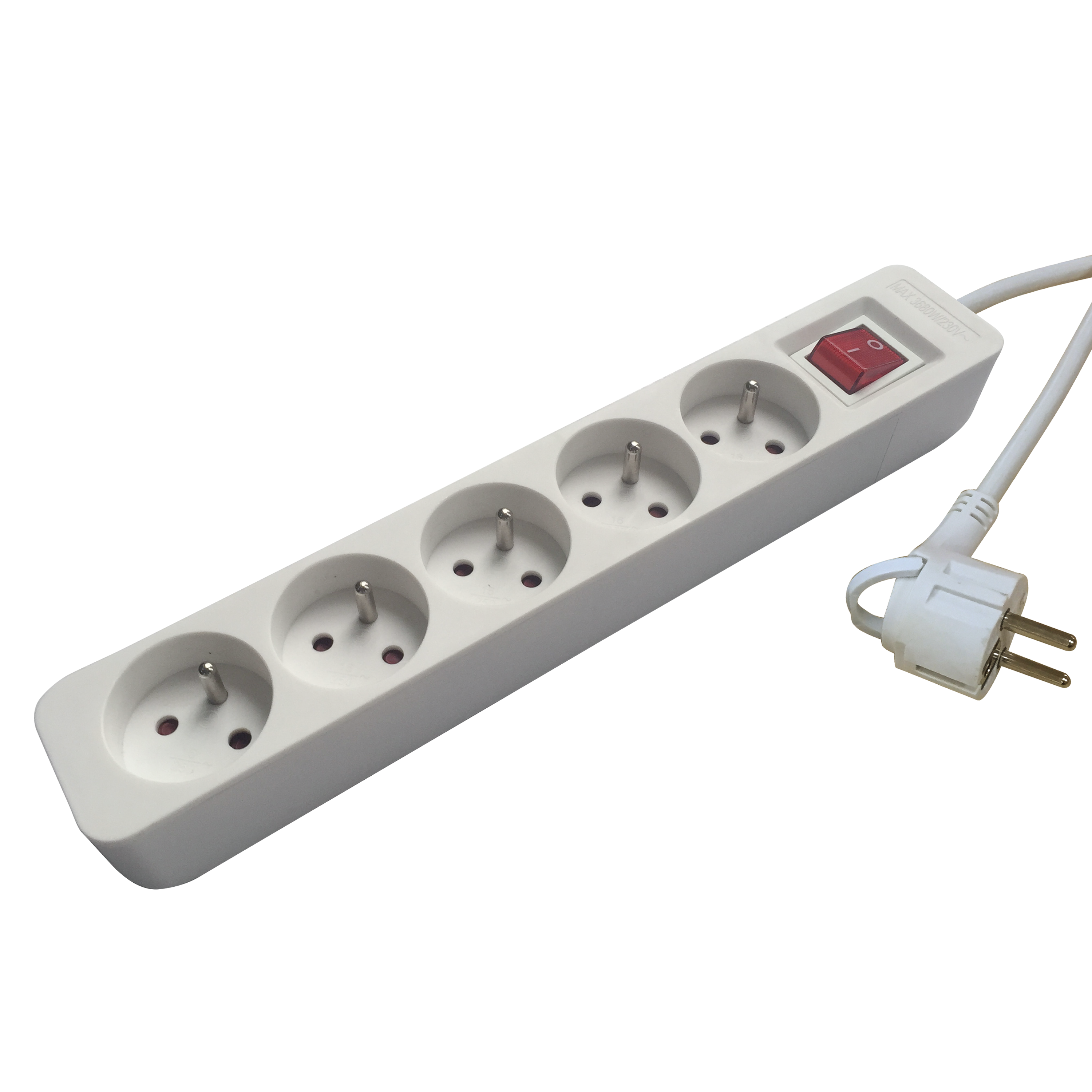 Multiprise filaire avec interrupteur, 5 prises blanc, 1.5M, LEXMAN - 2