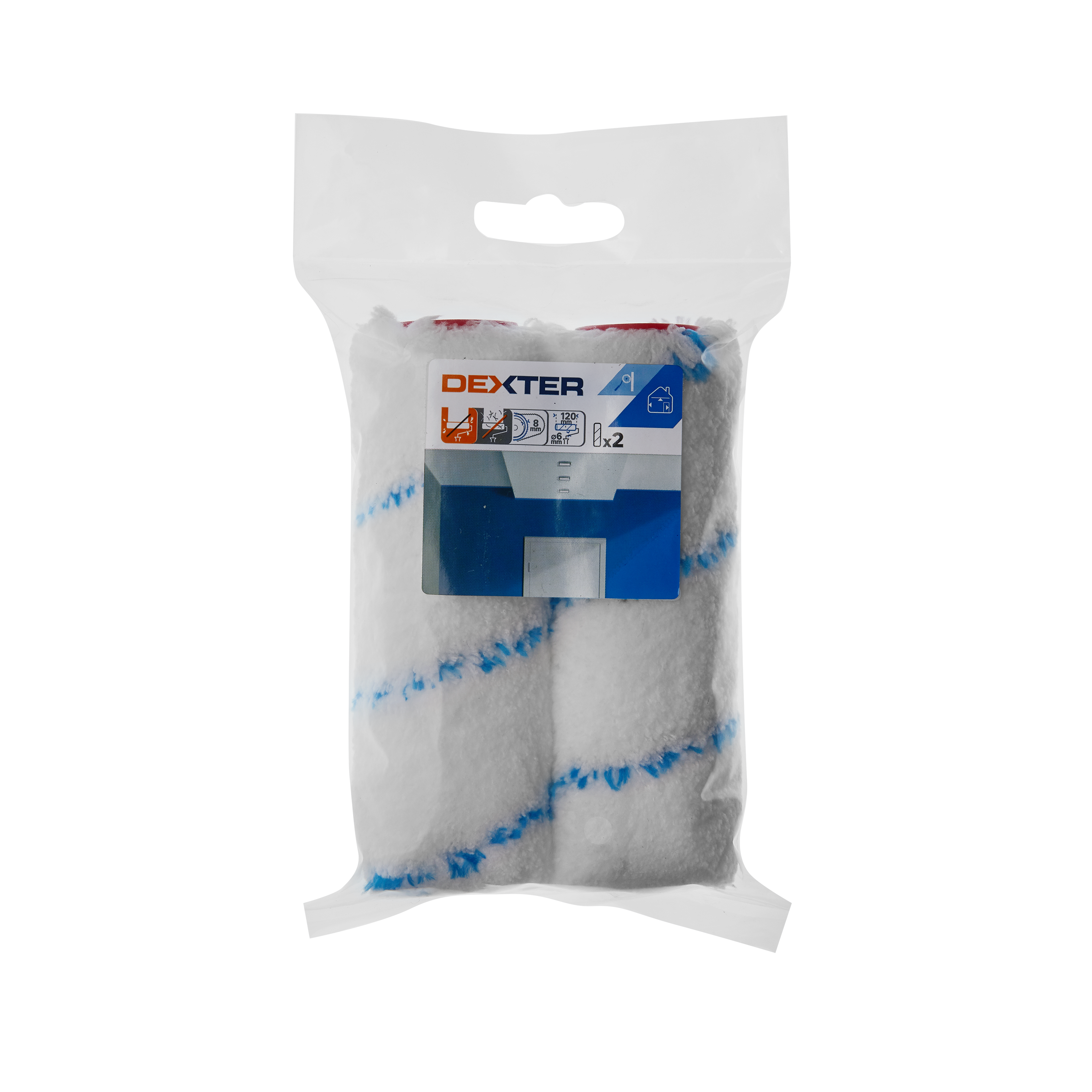 2 recargas de rolos DEXTER UNIVERSAL PAREDE E MADEIRA 12CM - 6