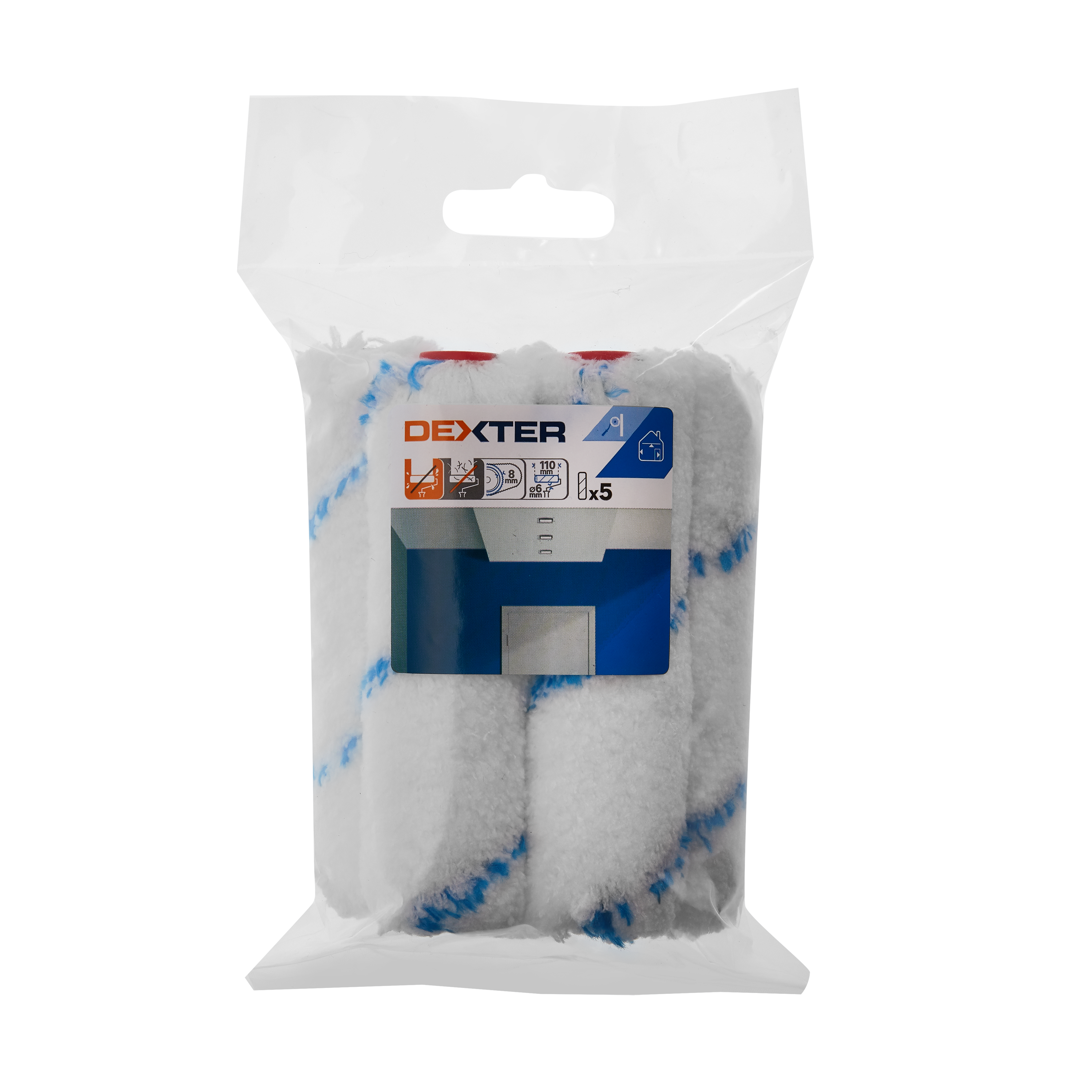5 recargas de rolos DEXTER UNIVERSAL PAREDE E MADEIRA 11CM - 6